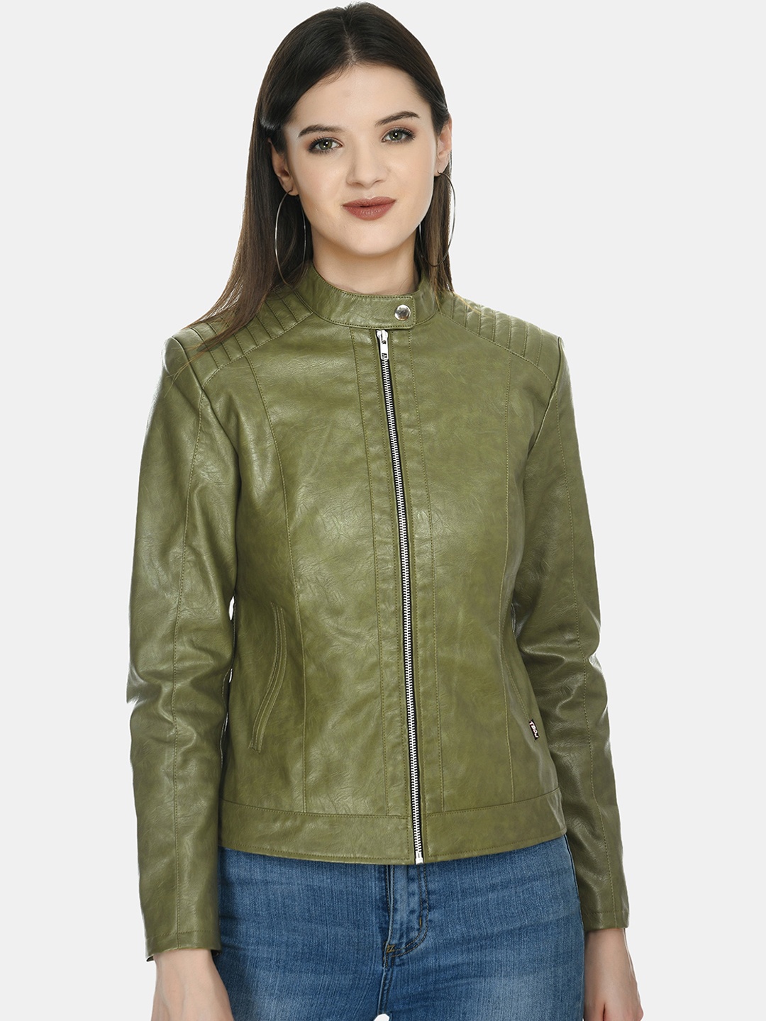 

TBOJ Women Green Lightweight Outdoor Biker Jacket