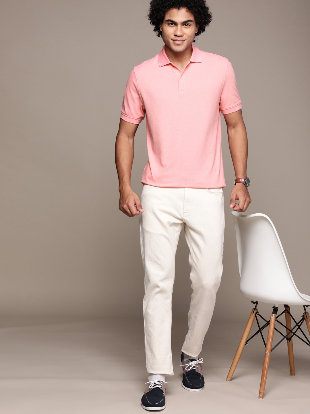 

Macy's Club Room Men Pink Polo Collar T-shirt