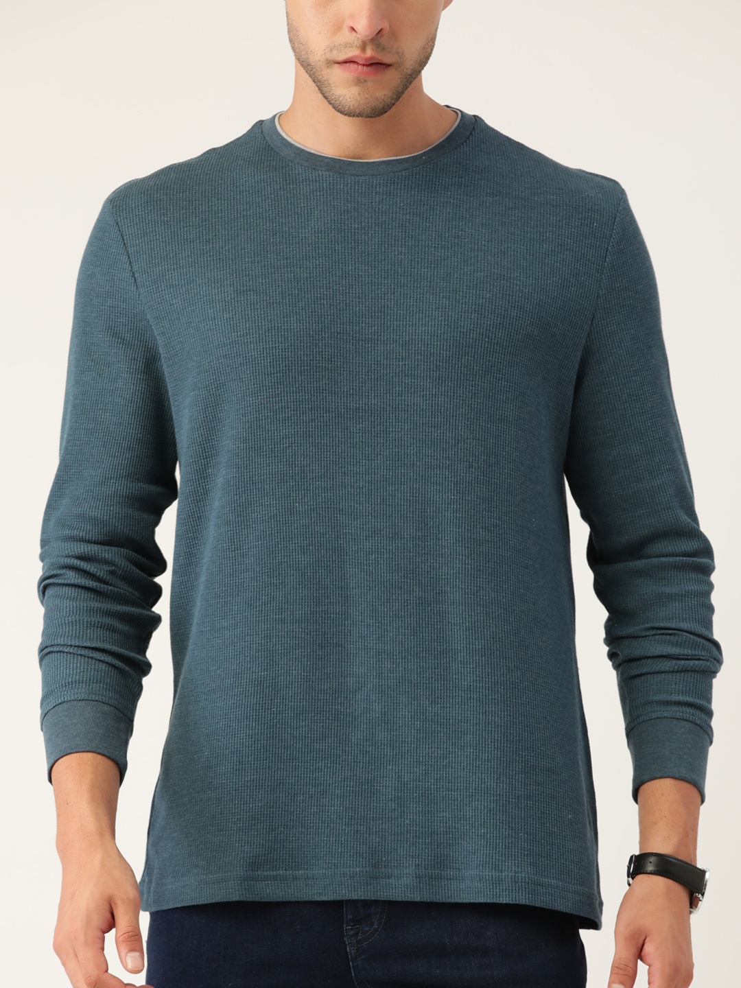 

Macy's Club Room Men Teal Green Solid T-shirt