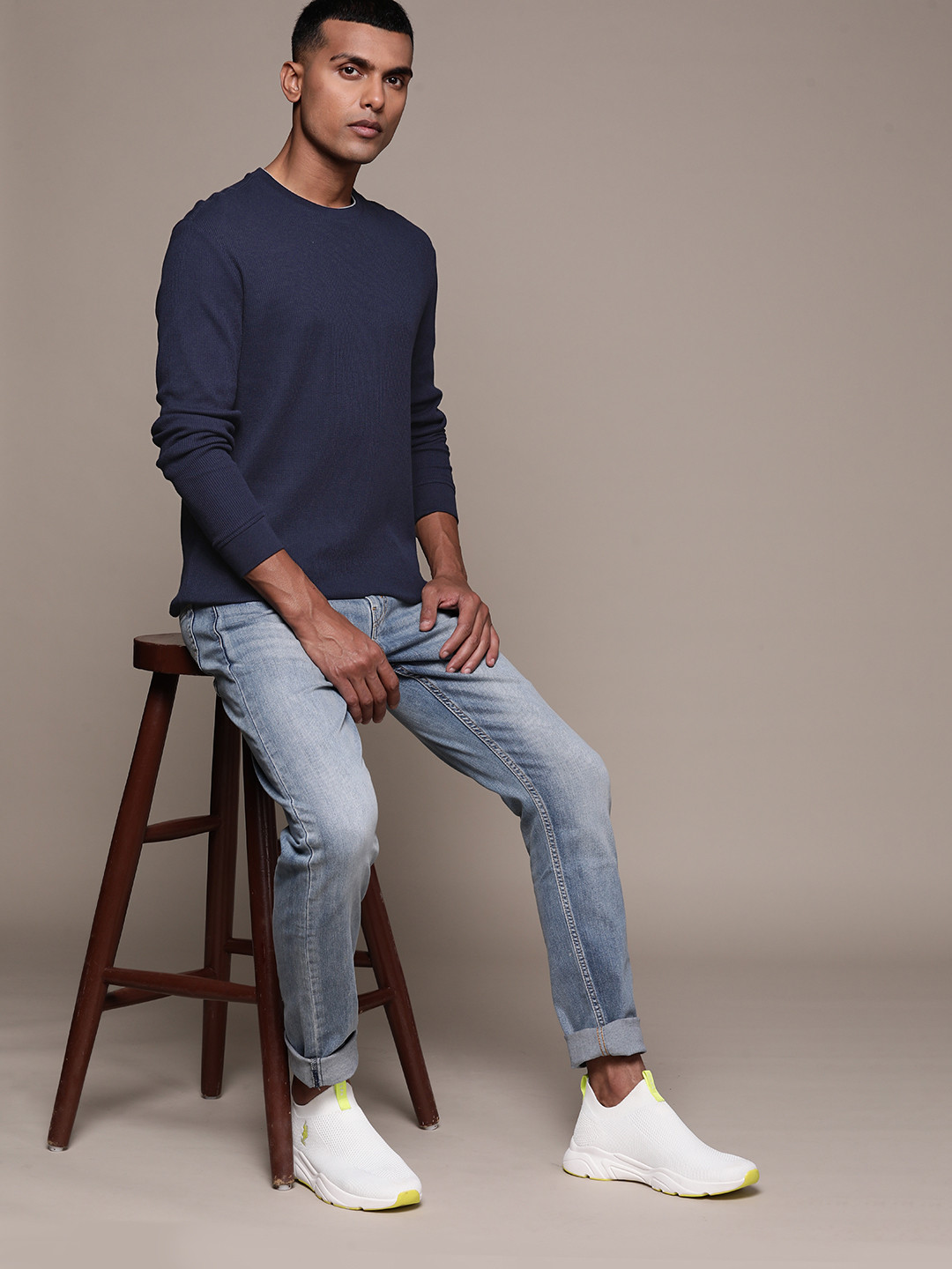 

Macy's Club Room Men Navy Blue Solid T-shirt