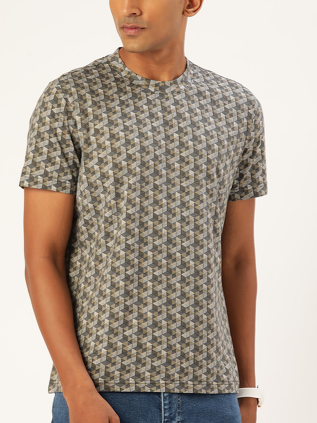 

Macy's Alfani Men Black & Off White Printed T-shirt