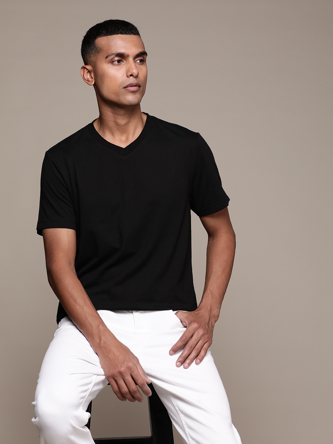

Macy's Club Room Men Black V-Neck T-shirt