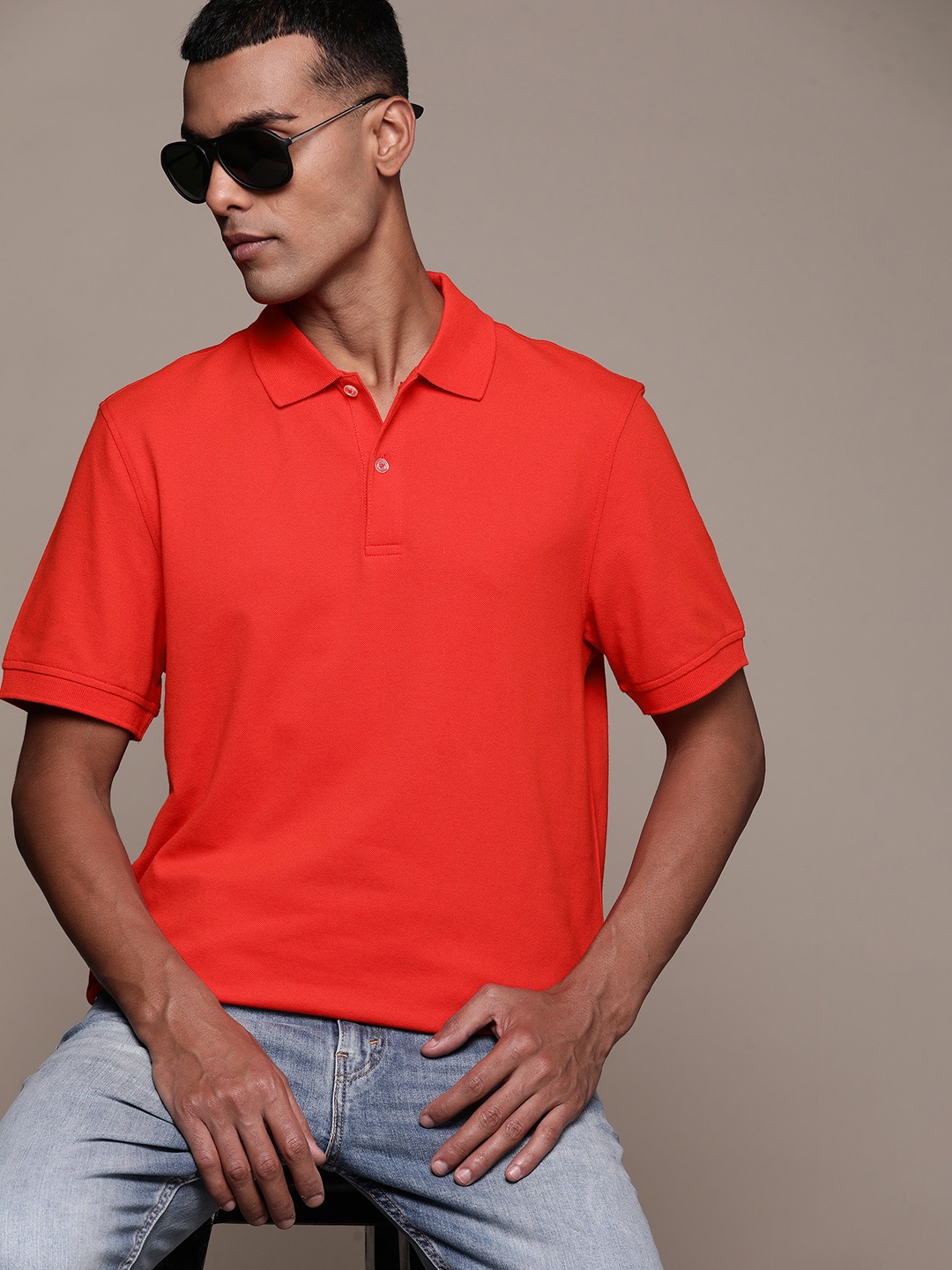 Macy's Club Room Men Coral Red Polo Collar T-shirt
