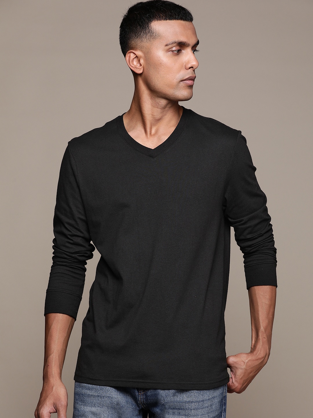 

Macy's Club Room Men Black V-Neck T-shirt