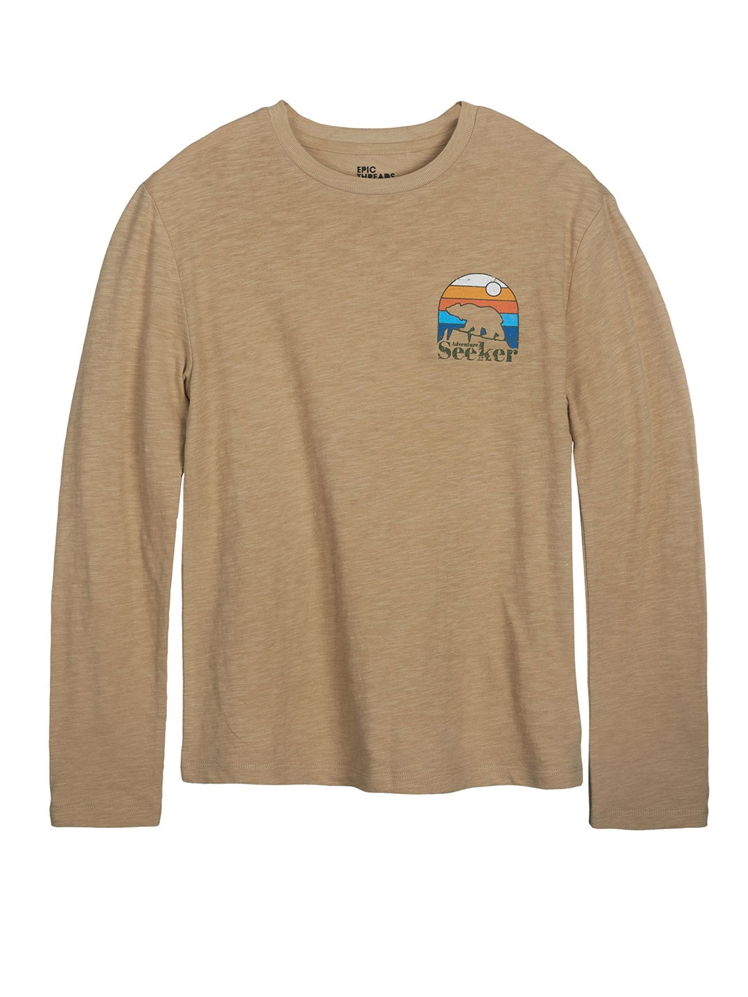 

Macy's Epic Threads Boys Brown Melange Effect T-shirt with Graphic Print Detail