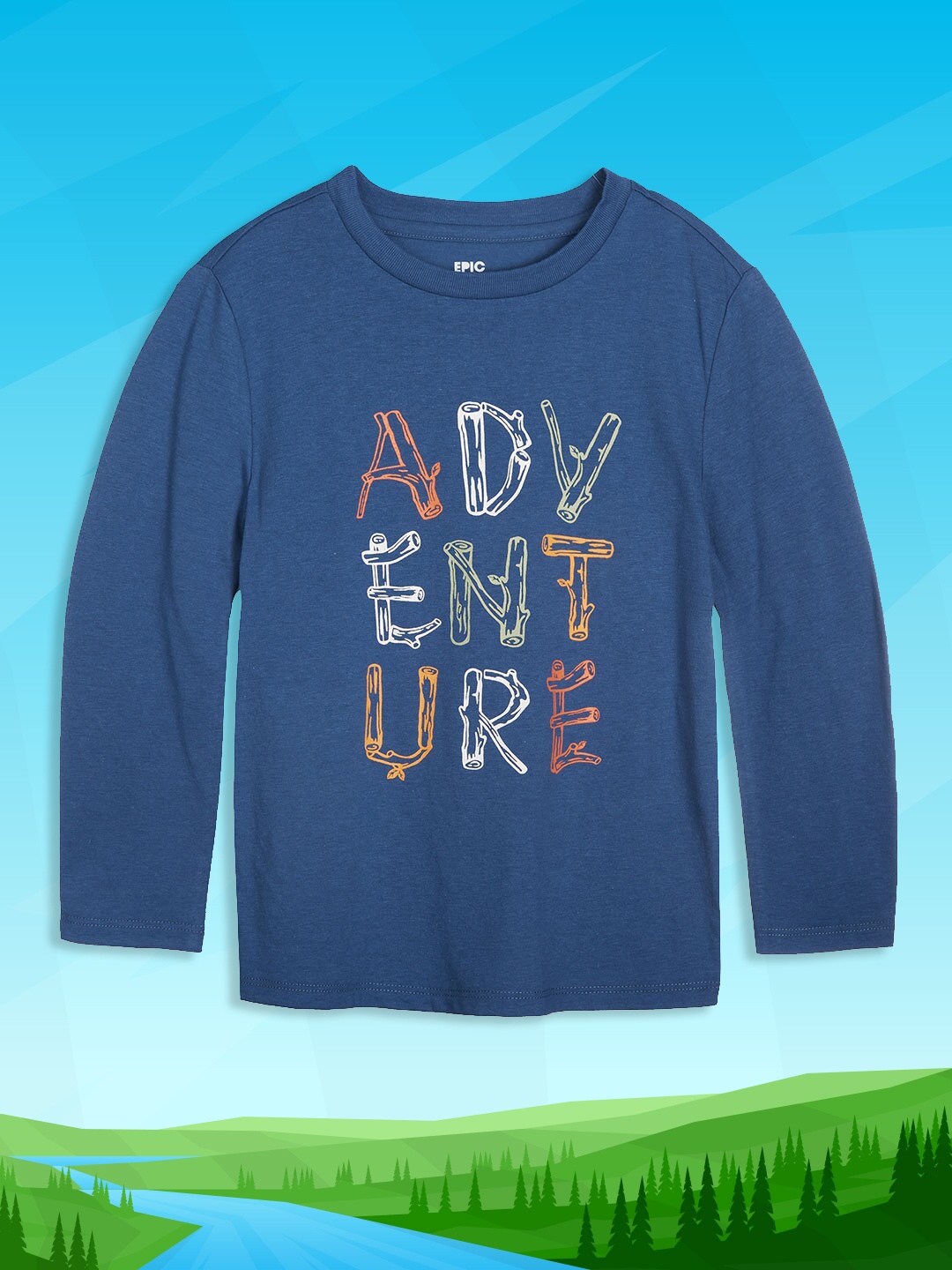 

Macy's Epic Threads Boys Blue & Orange Typography Printed T-shirt