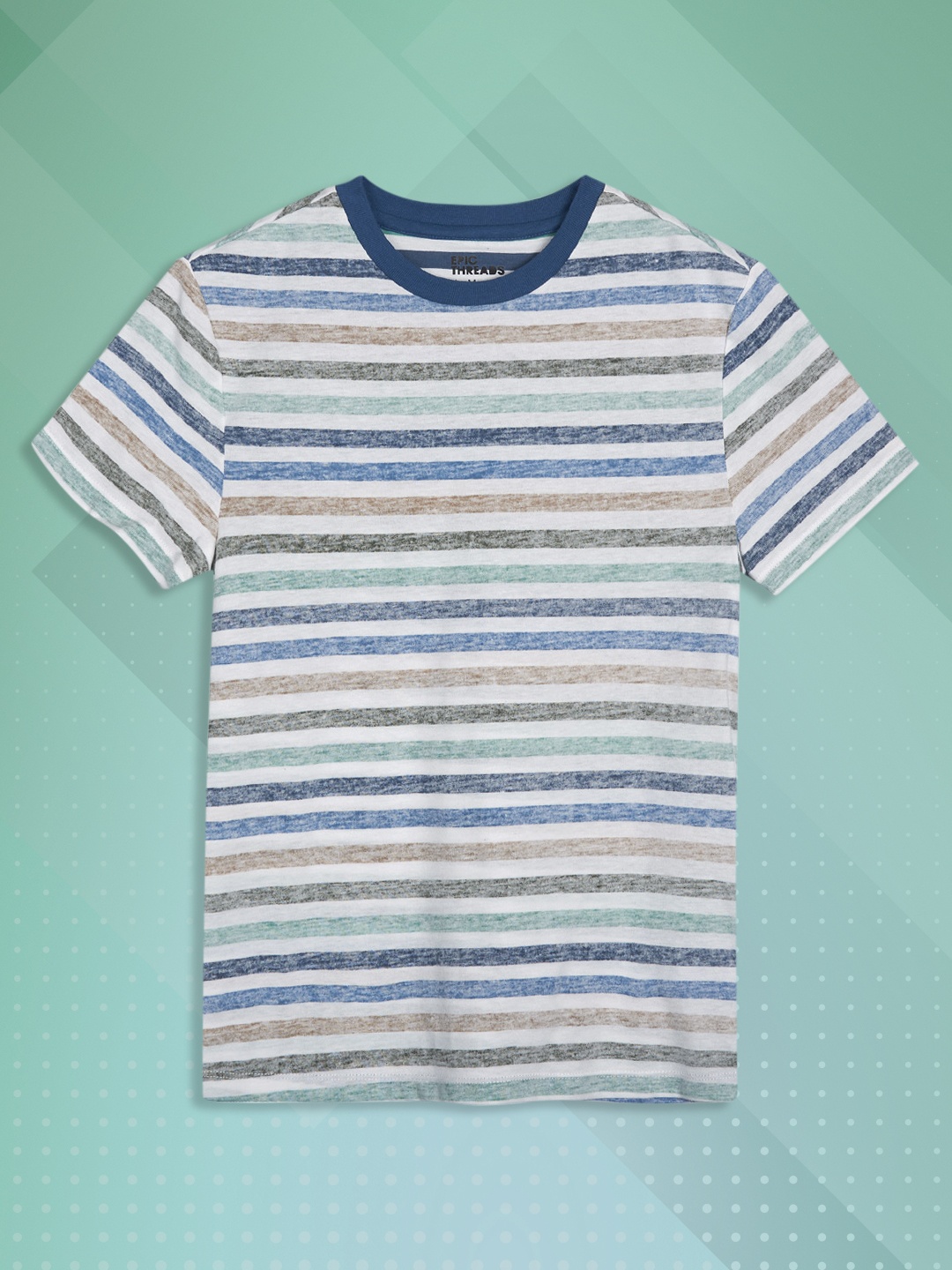 

Macy's Epic Threads Boys White & Green Striped T-shirt