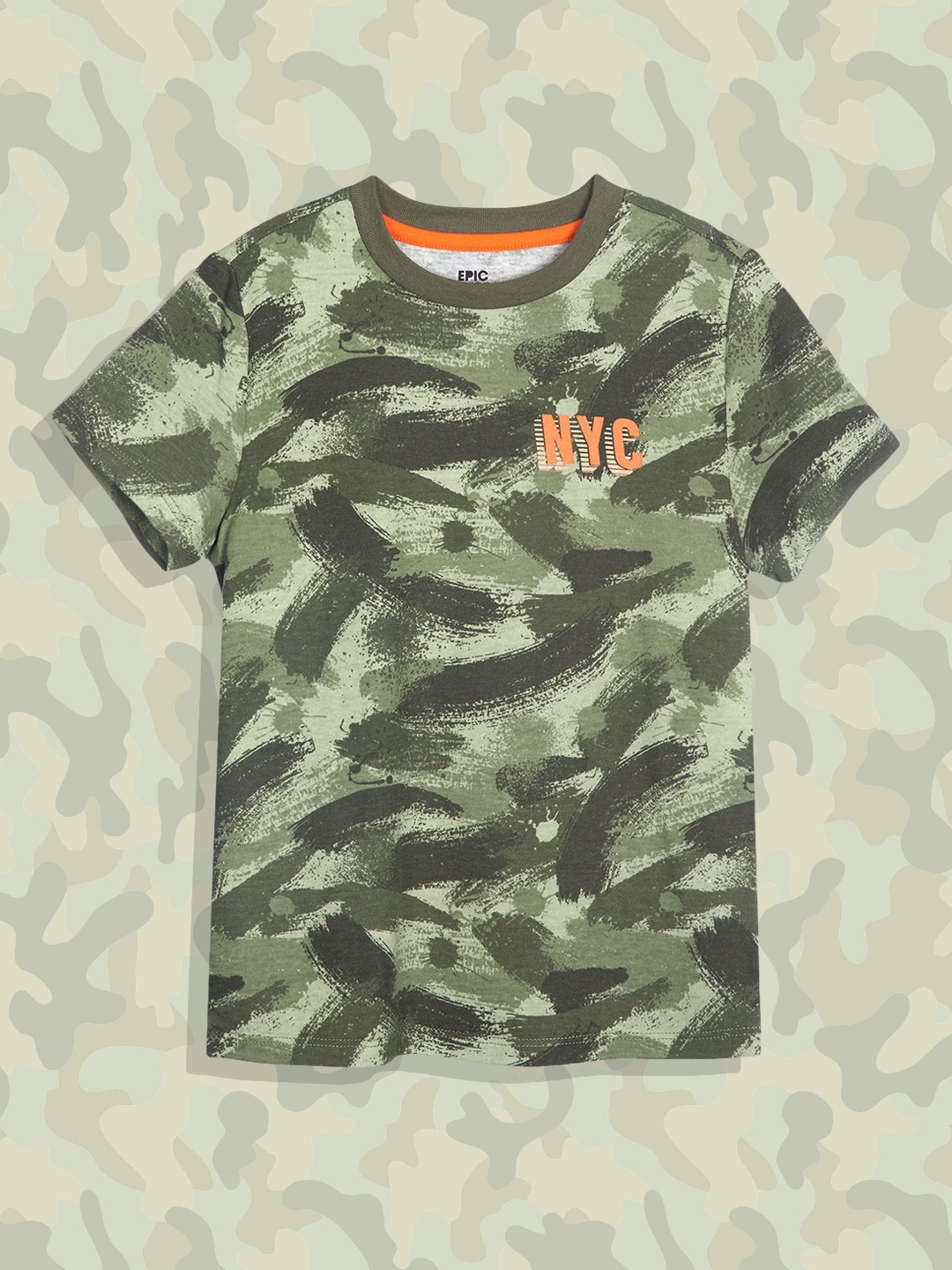 

Macy's Epic Threads Boys Green & Beige Camouflage Printed Cotton T-shirt