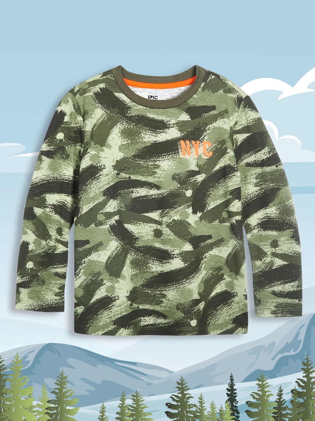 

Macy's Epic Threads Boys Green & Beige Camouflage Printed T-shirt