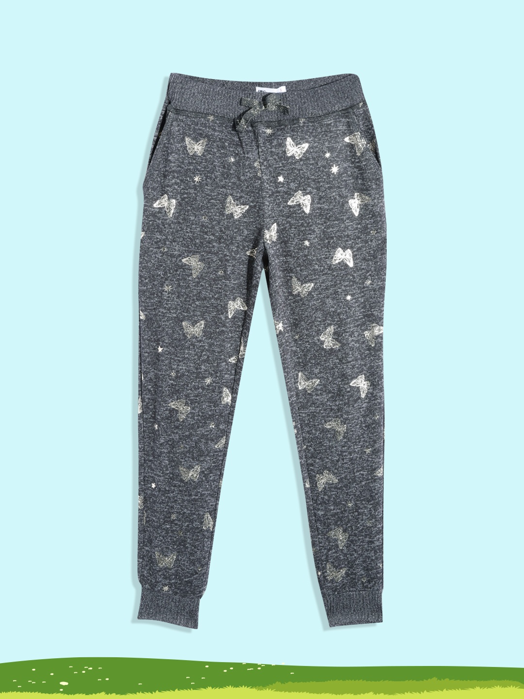 

Macy's Epic Threads Girls Charcoal Grey & Gold Conversational Print Joggers