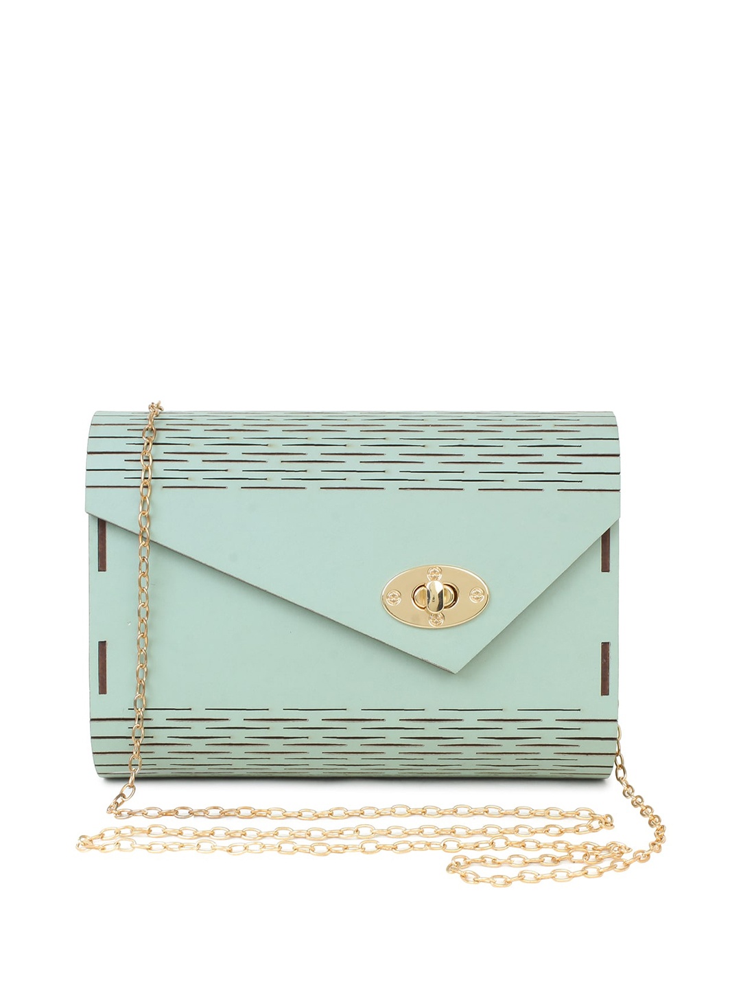 

Spice Art Wooden Clutch Bag for Women & Removable Shoulder Chain Strap Sea Green