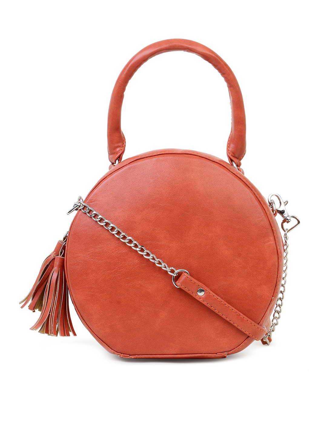 

Spice Art Peach-Coloured PU Half Moon Handheld Bag with Tasselled