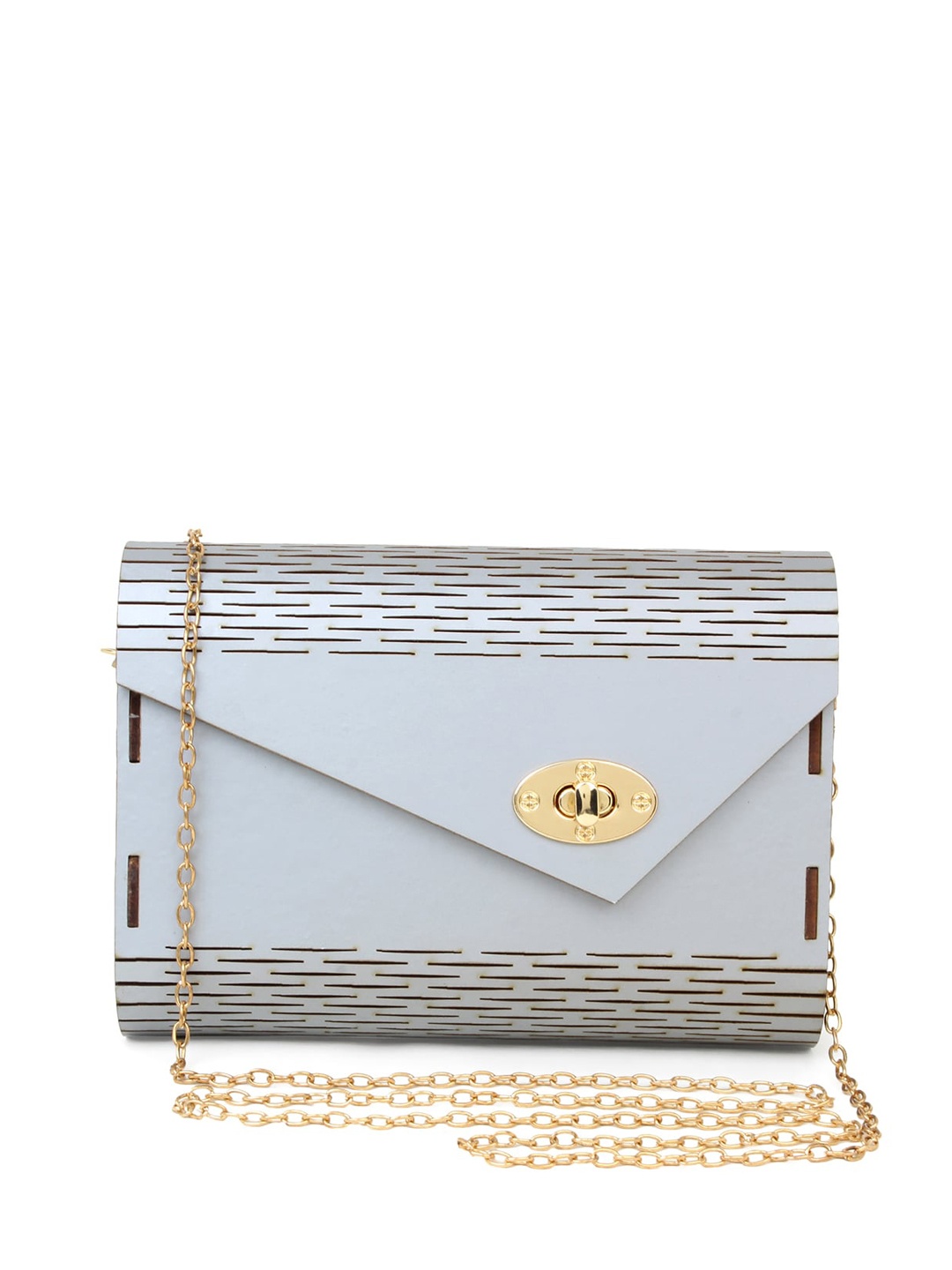 

Spice Art Women Wooden Clutch Bag with Removable Shoulder Chain Strap Grey