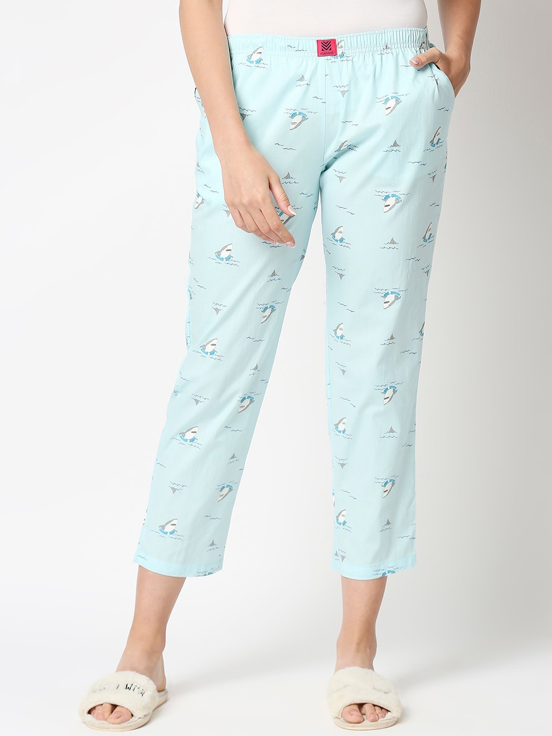 

Manaca Women Blue Cotton Printed Lounge Pants