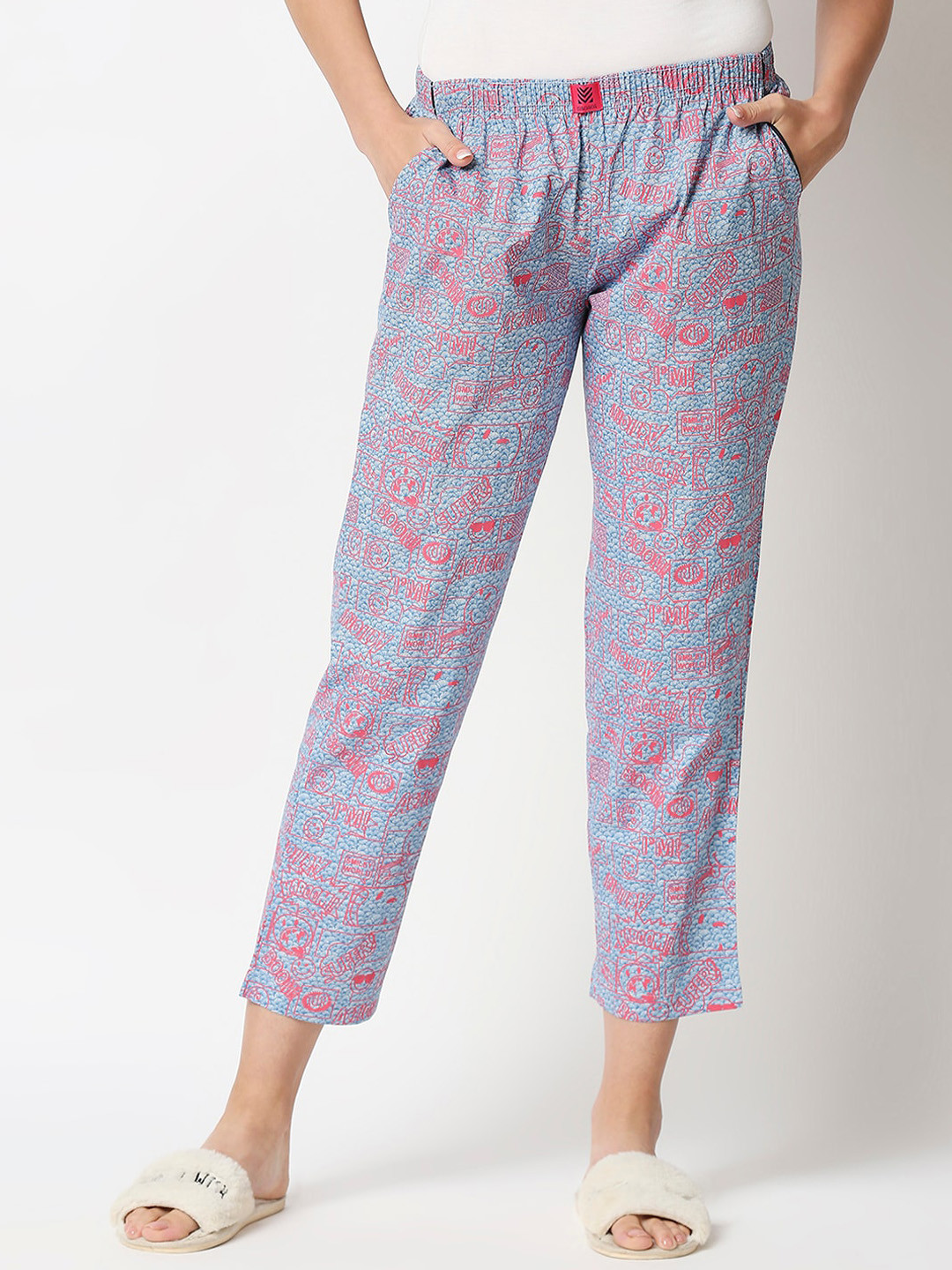

Manaca Women Purple & Red Cotton Printed Lounge Pants