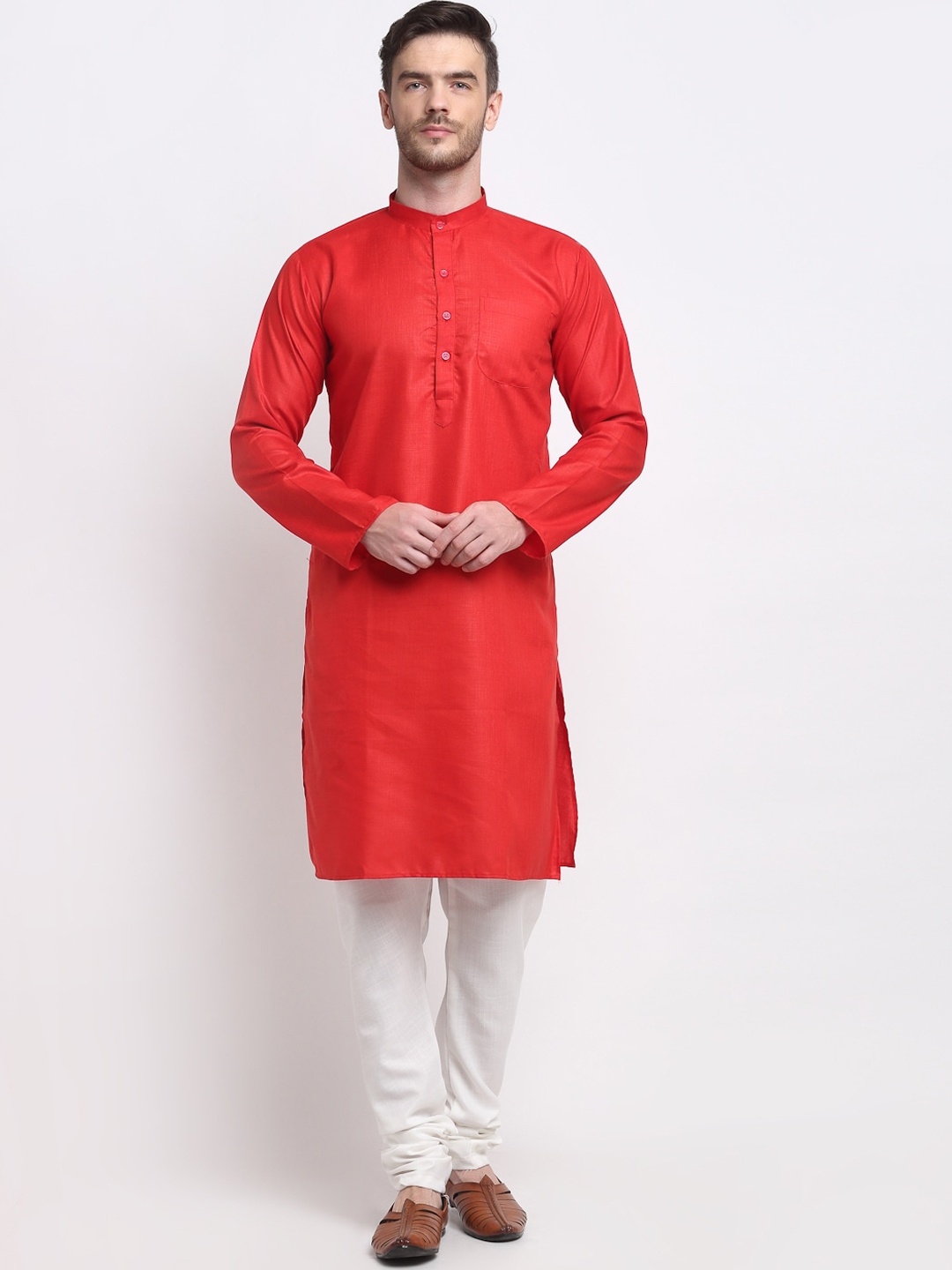 

Benstoke Men Red Kurta with Pyjamas