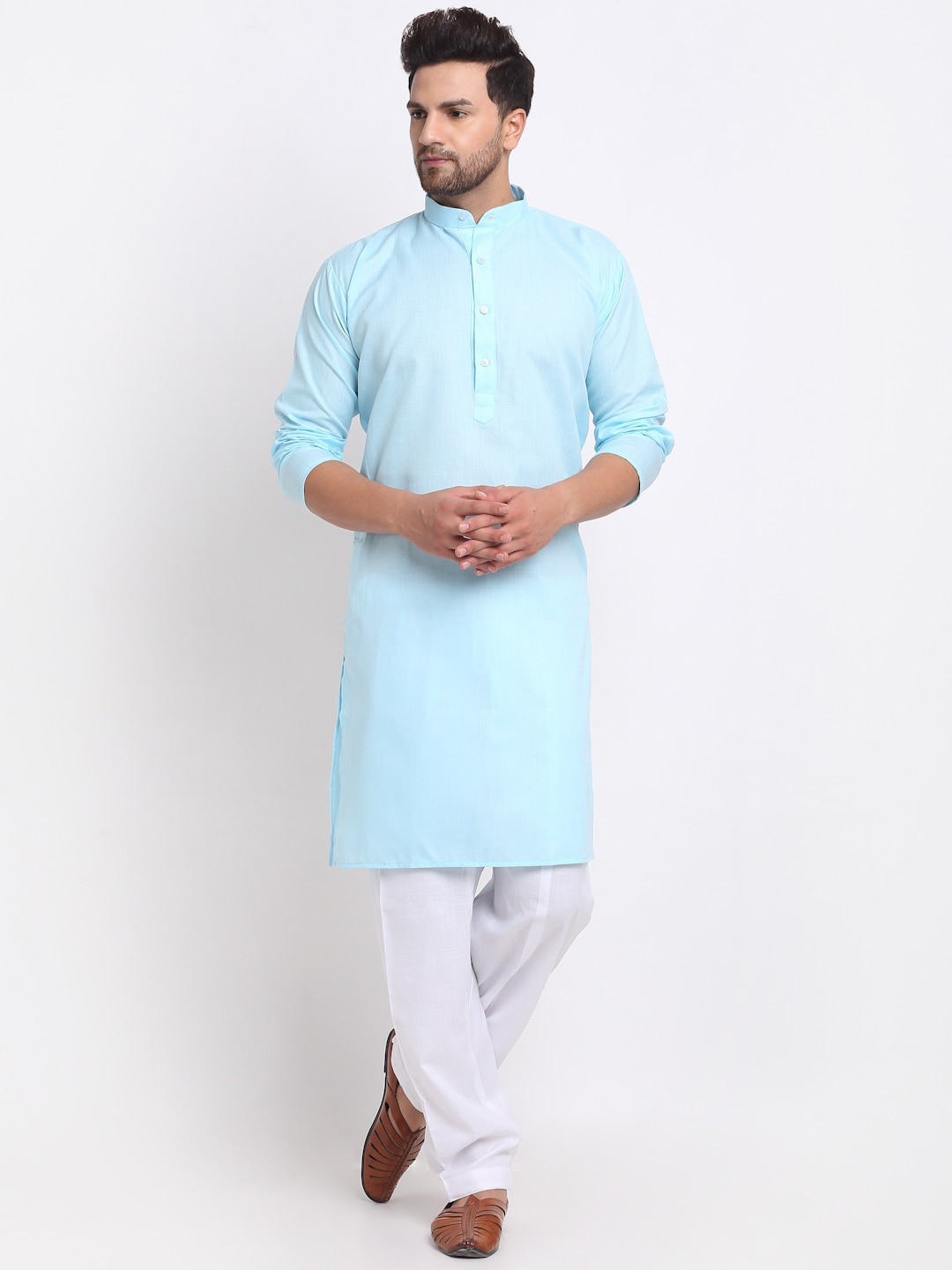 

Benstoke Men Blue Pleated Kurti with Salwar