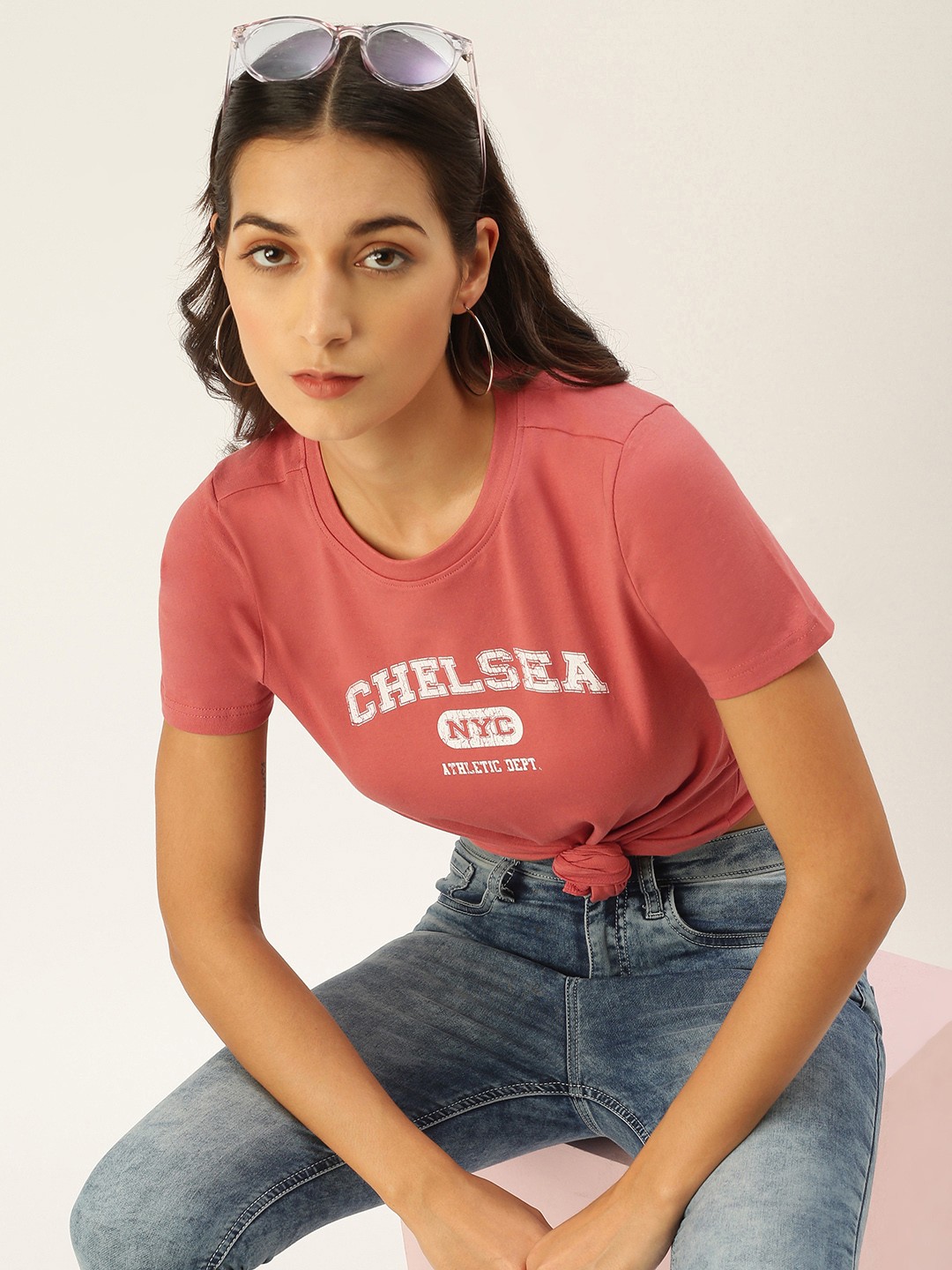 

FOREVER 21 Brown Typography Printed Top