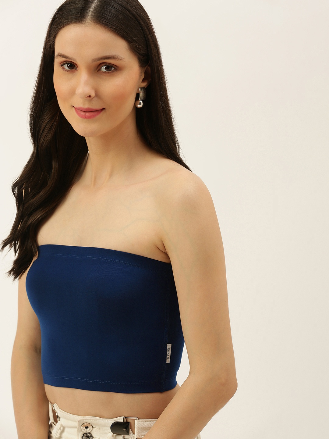 

FOREVER 21 Navy Blue Tube Crop Top