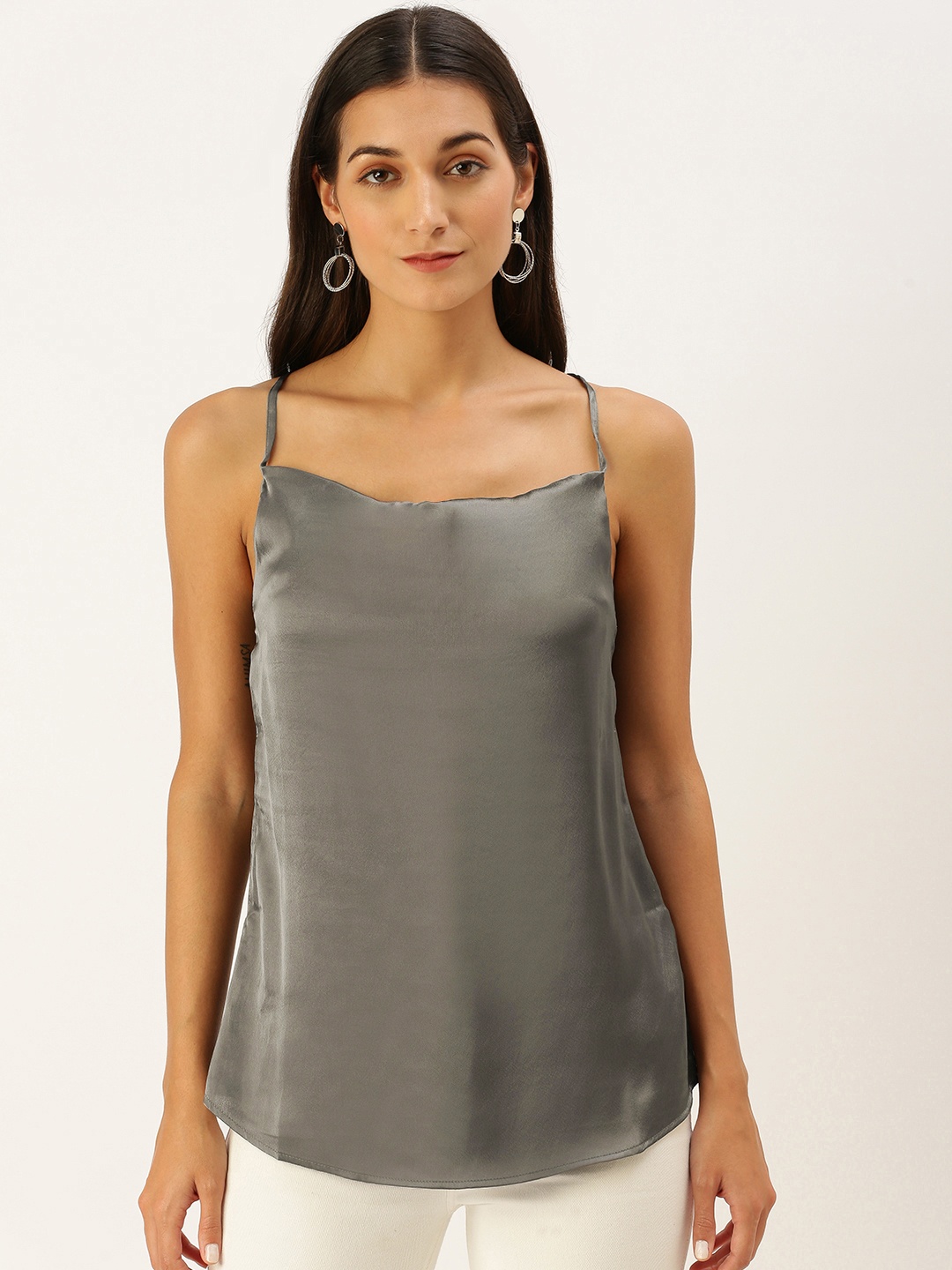 

FOREVER 21 Grey Solid Sleeveless Top