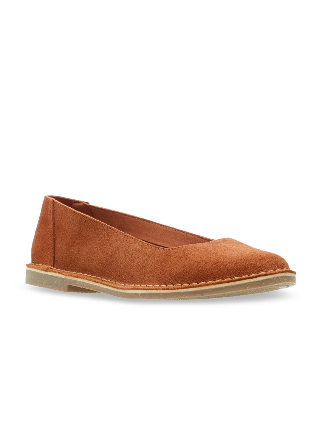 

Clarks Women Brown Ethnic Erin Stitch Suede Ballerinas Flats