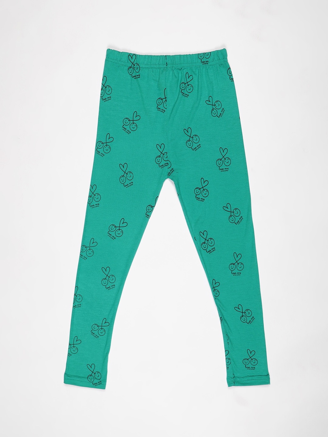 

V2 Value & Variety Girls Sea Green & Black Printed Cotton Leggings