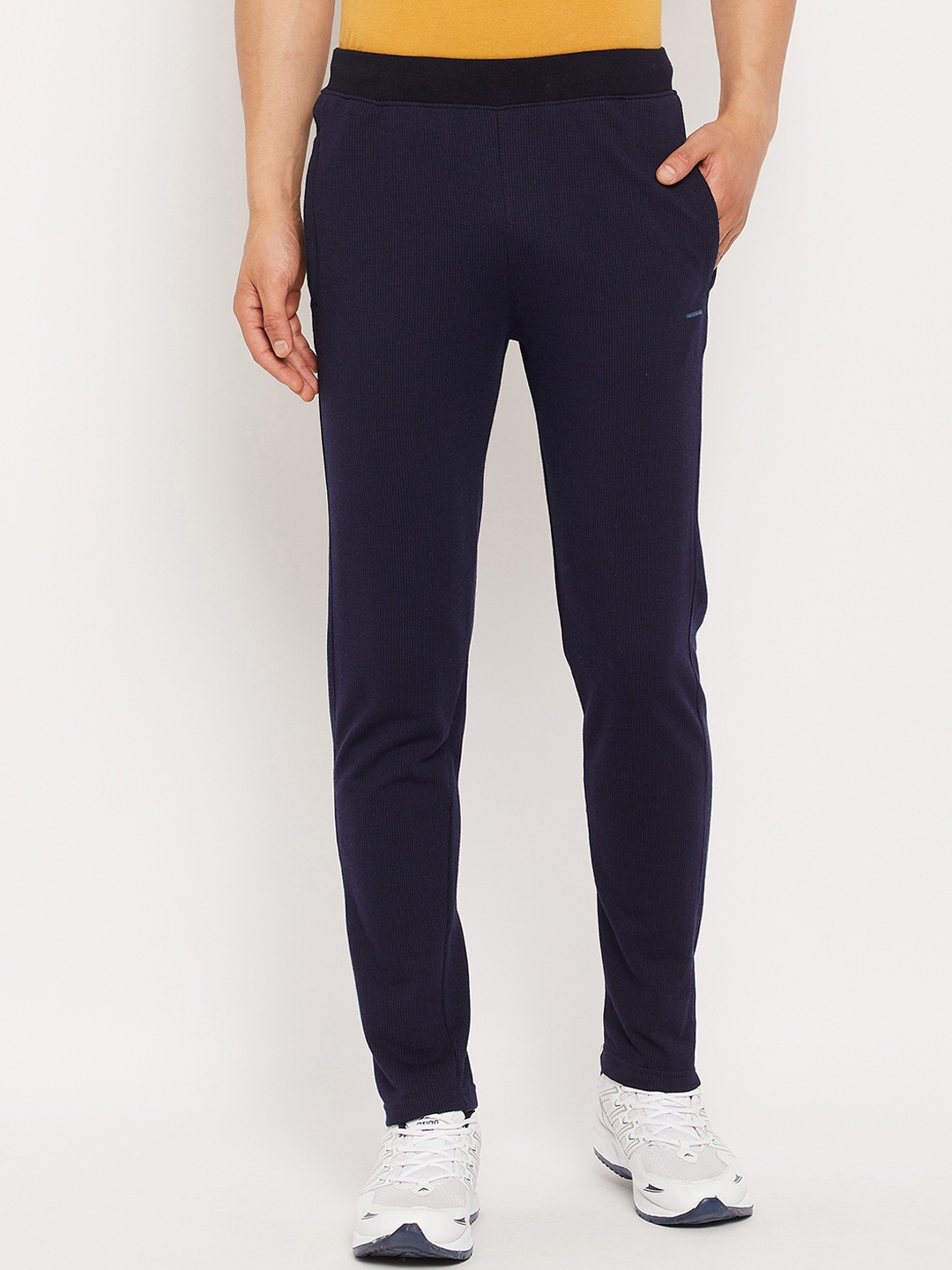 

Okane Men Navy Blue Solid Track Pants