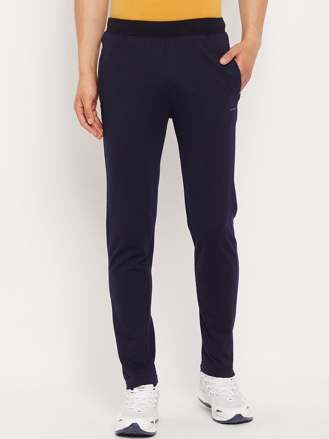 

Okane Men Navy Blue Solid Track Pants