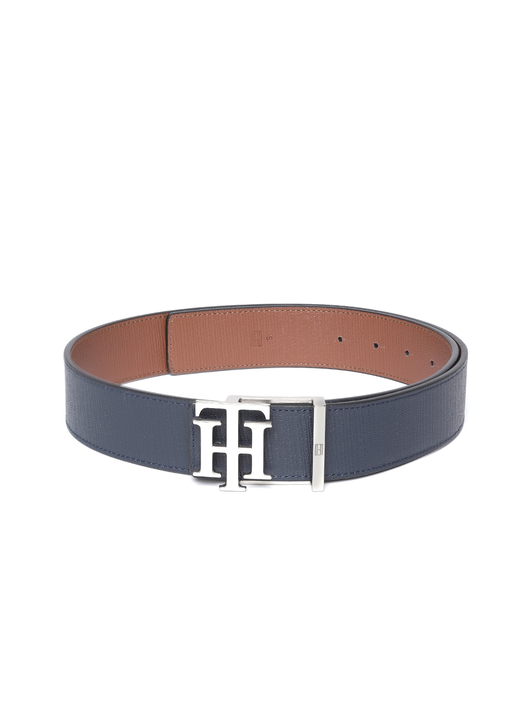 

Tommy Hilfiger Men Navy Blue Textured Leather Formal Belt