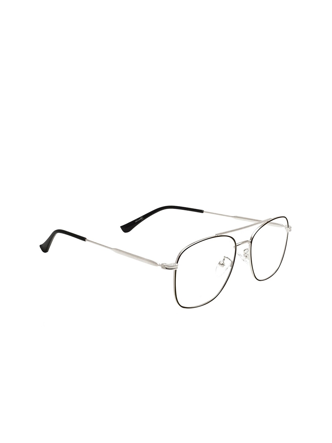 

Peter Jones Eyewear Unisex Black & Silver-Toned Full Rim Square Frames-35021BS