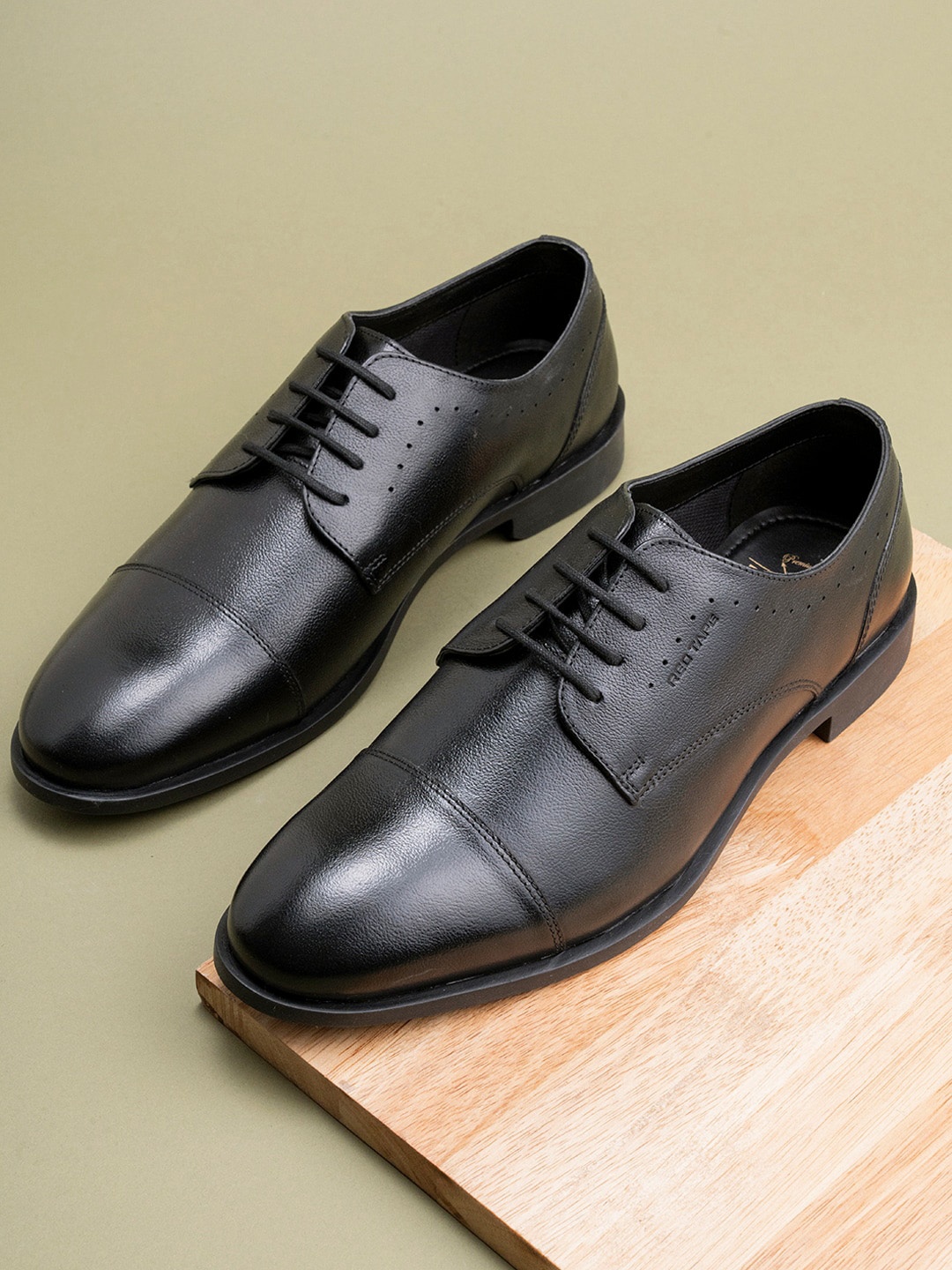 

Red Tape Men Black Solid Leather Lace-Up Formal Shoes