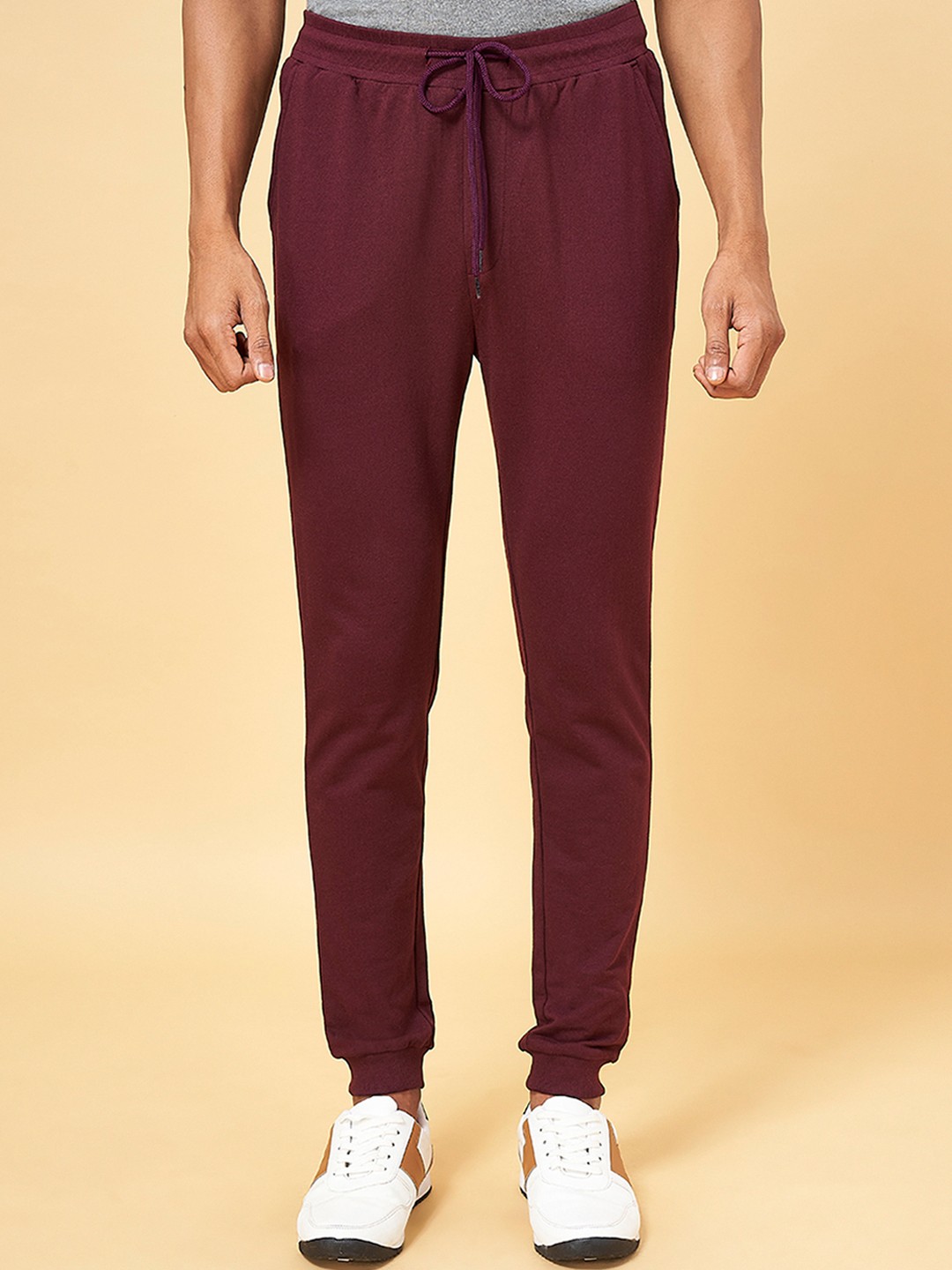 

Ajile by Pantaloons Men Maroon Solid Slim-Fit Joggers