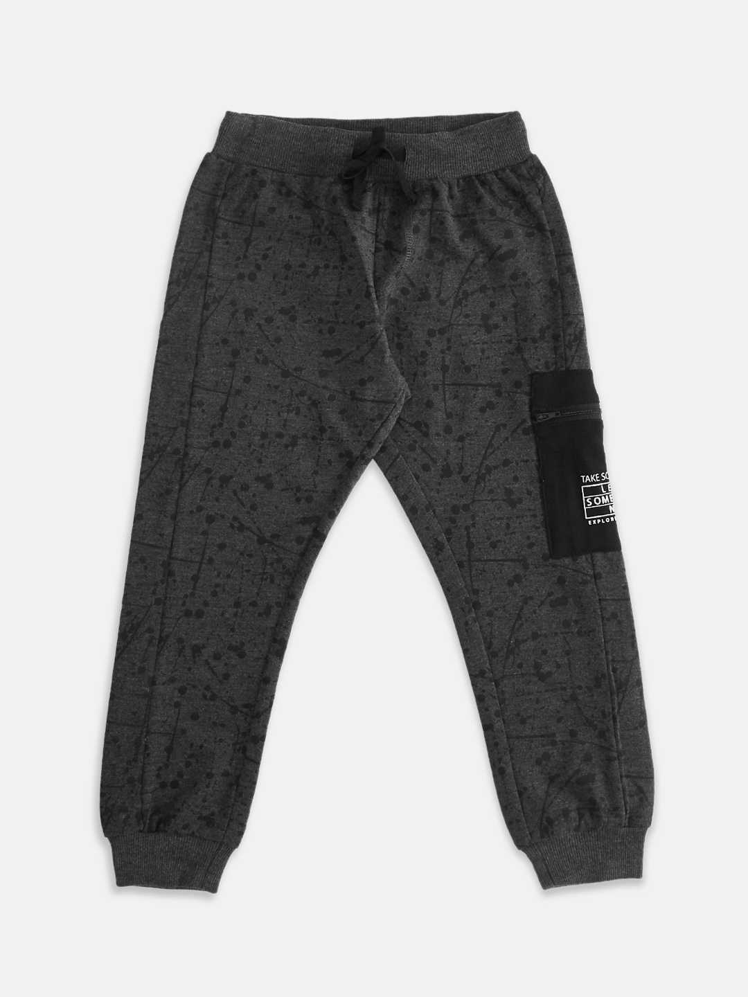 

Pantaloons Junior Boys Grey Melange Printed Joggers