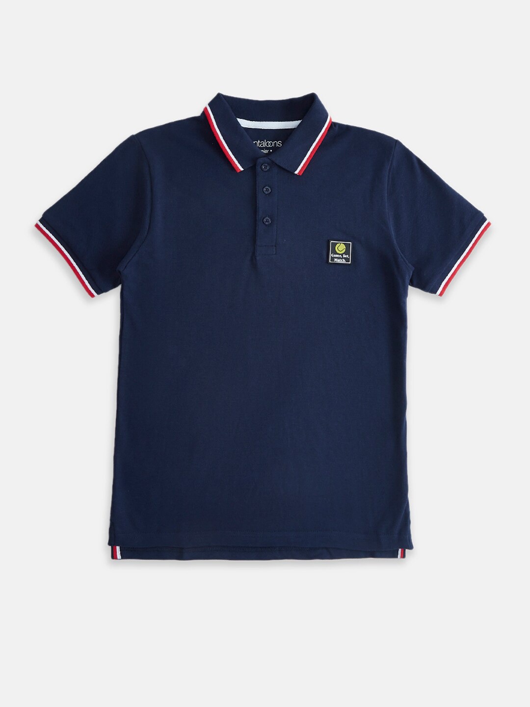 

Pantaloons Junior Boys Navy Blue Polo Collar Applique T-shirt