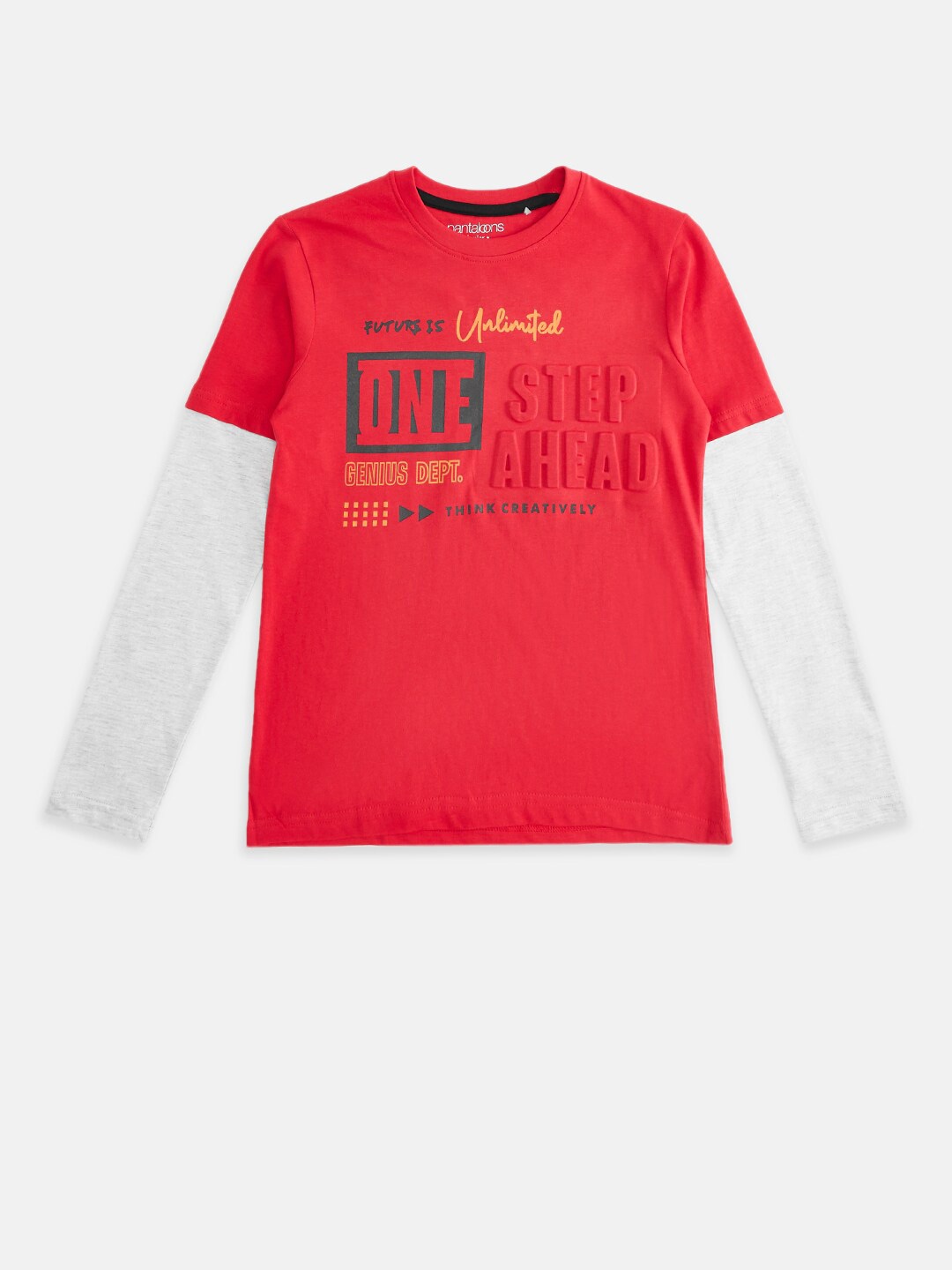

Pantaloons Junior Boys Red Typography Printed T-shirt