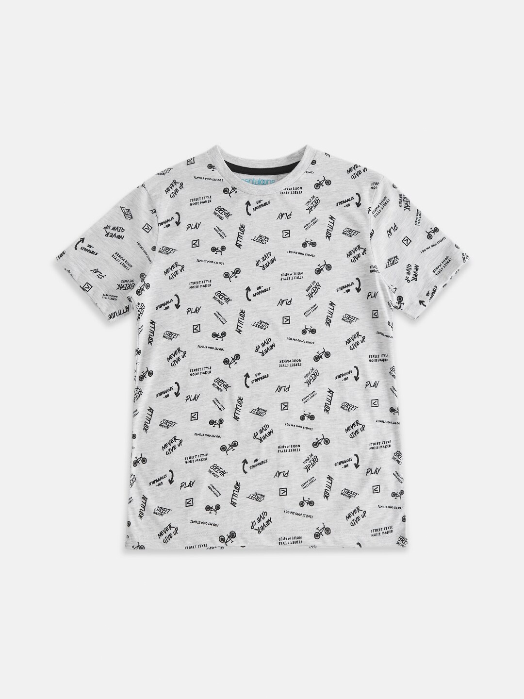 

Pantaloons Junior Boys Grey Printed T-shirt, Grey melange