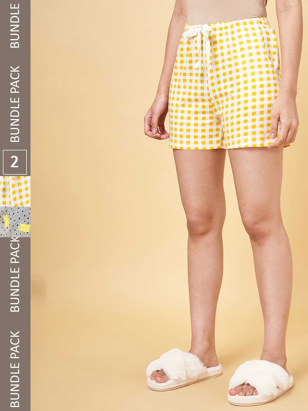 

Dreamz by Pantaloons Women Multicoloured Checked Printed Lounge shorts, Multi