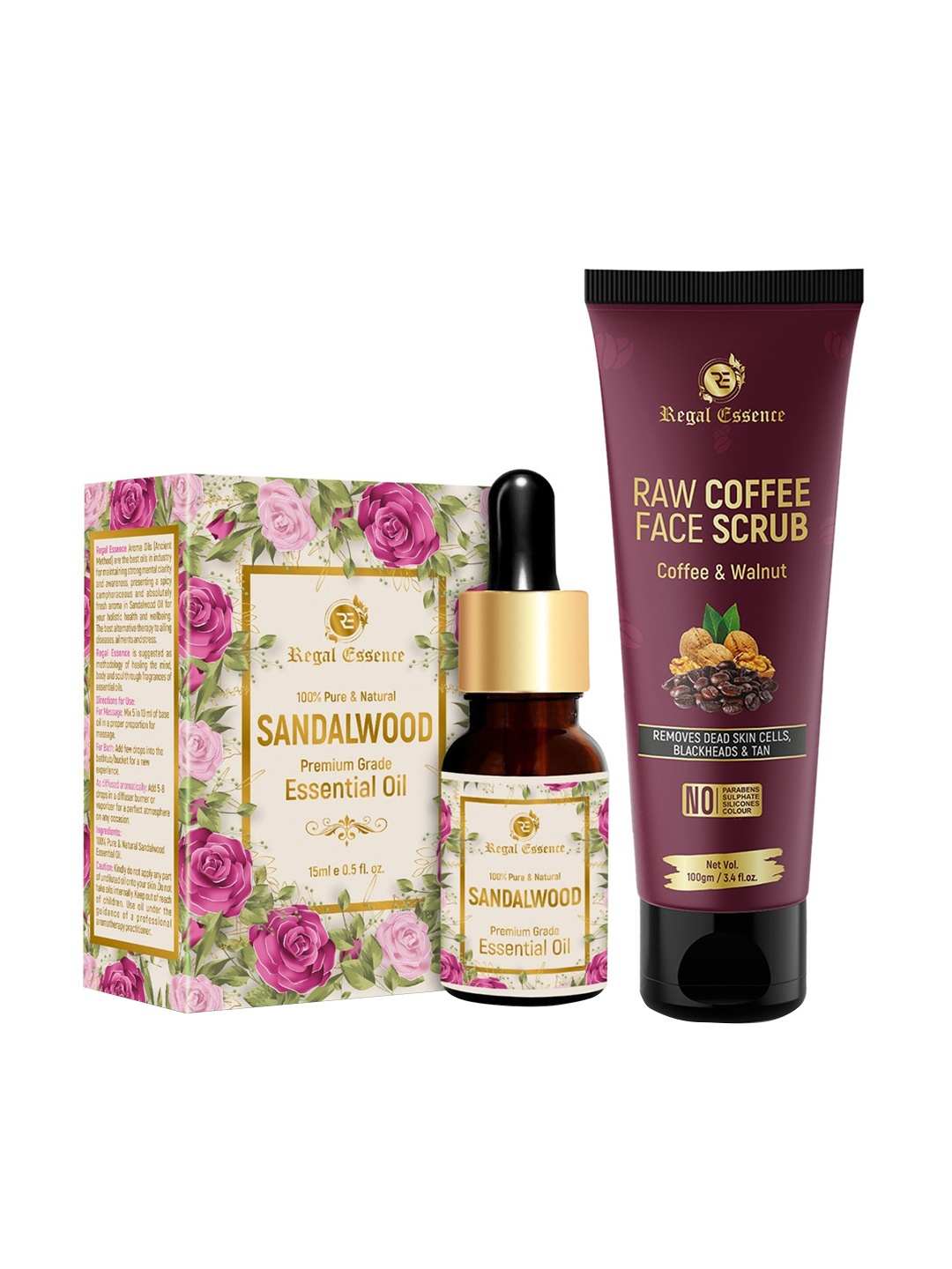 

Regal Essence Combo Of Raw Coffee Face Scrub & Sandalwood Oil, White