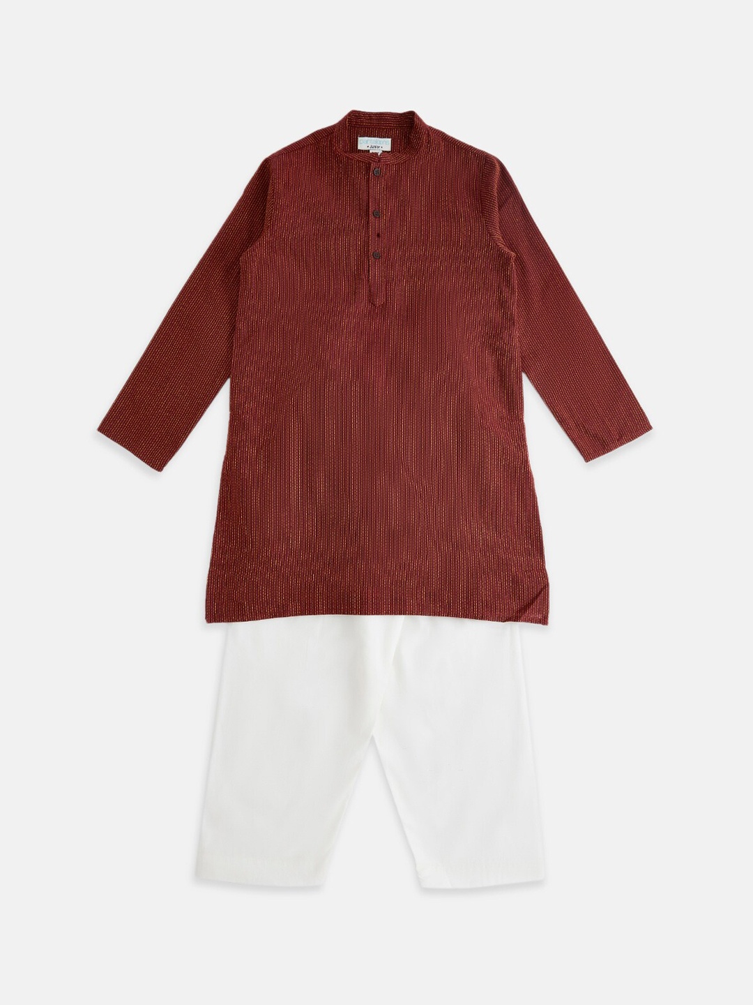 

indus route by Pantaloons Boys Maroon Pure Cotton Kurta with Pyjamas