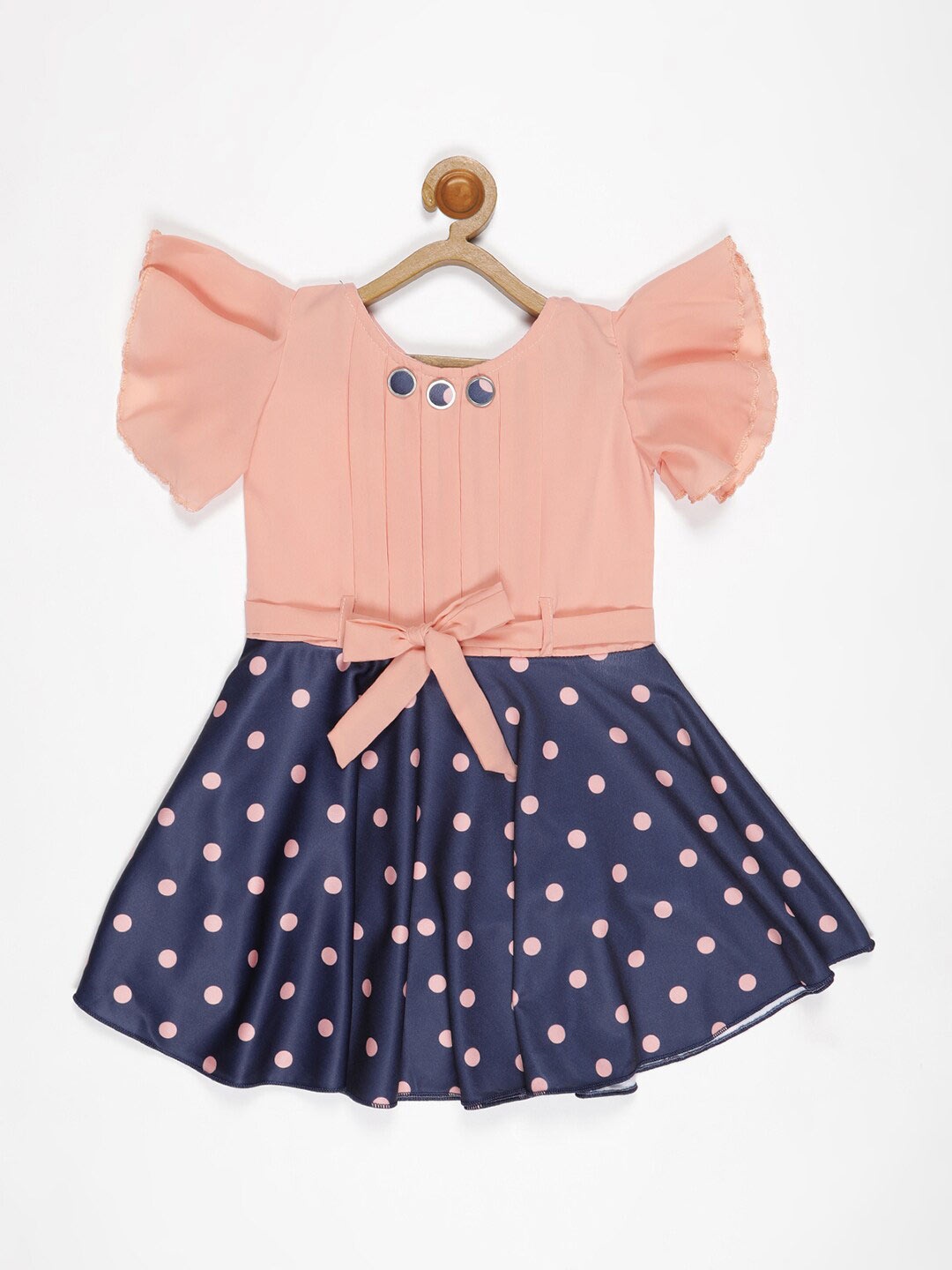 

V2 Value & Variety Peach-Coloured & Navy Blue Dress