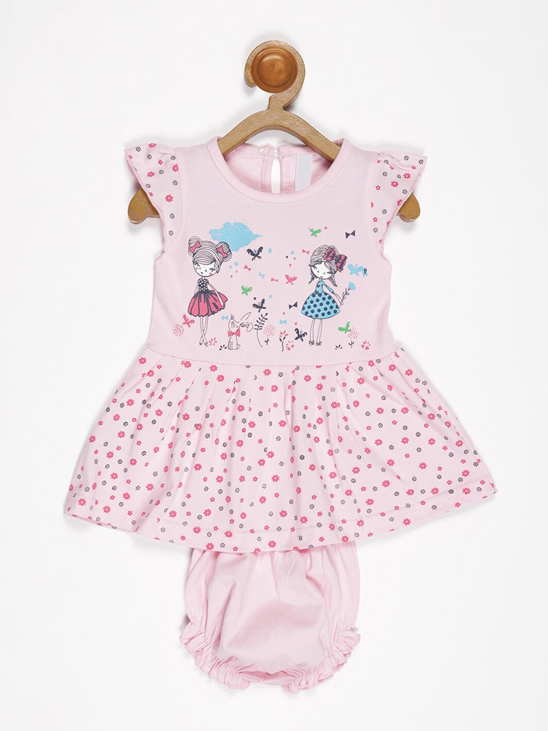 

V2 Value & Variety Girls Pink A-Line Dress With Bloomer