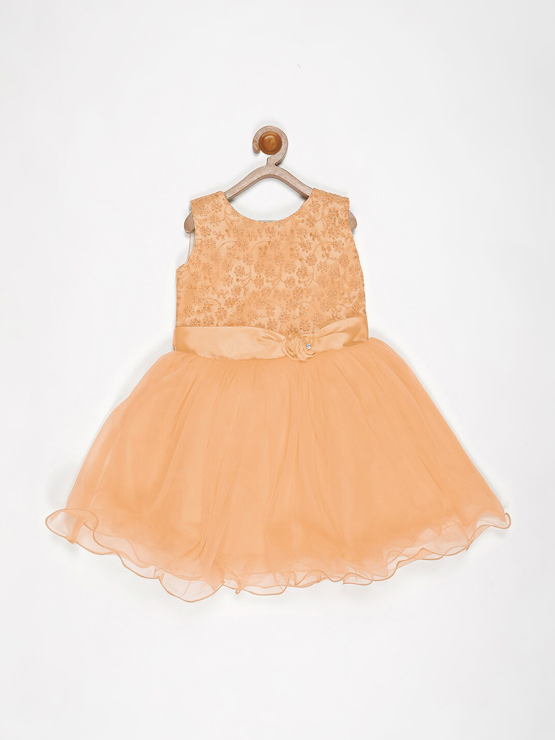 

V2 Value & Variety Peach-Coloured Embellished Net Dress