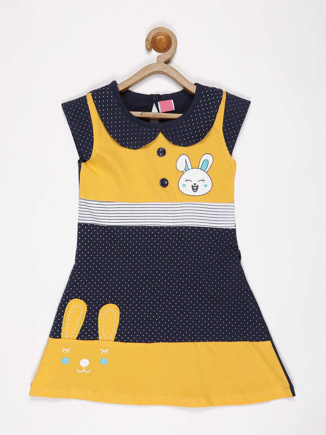 

V2 Value & Variety Girls Navy Blue & Yellow A-Line Dress