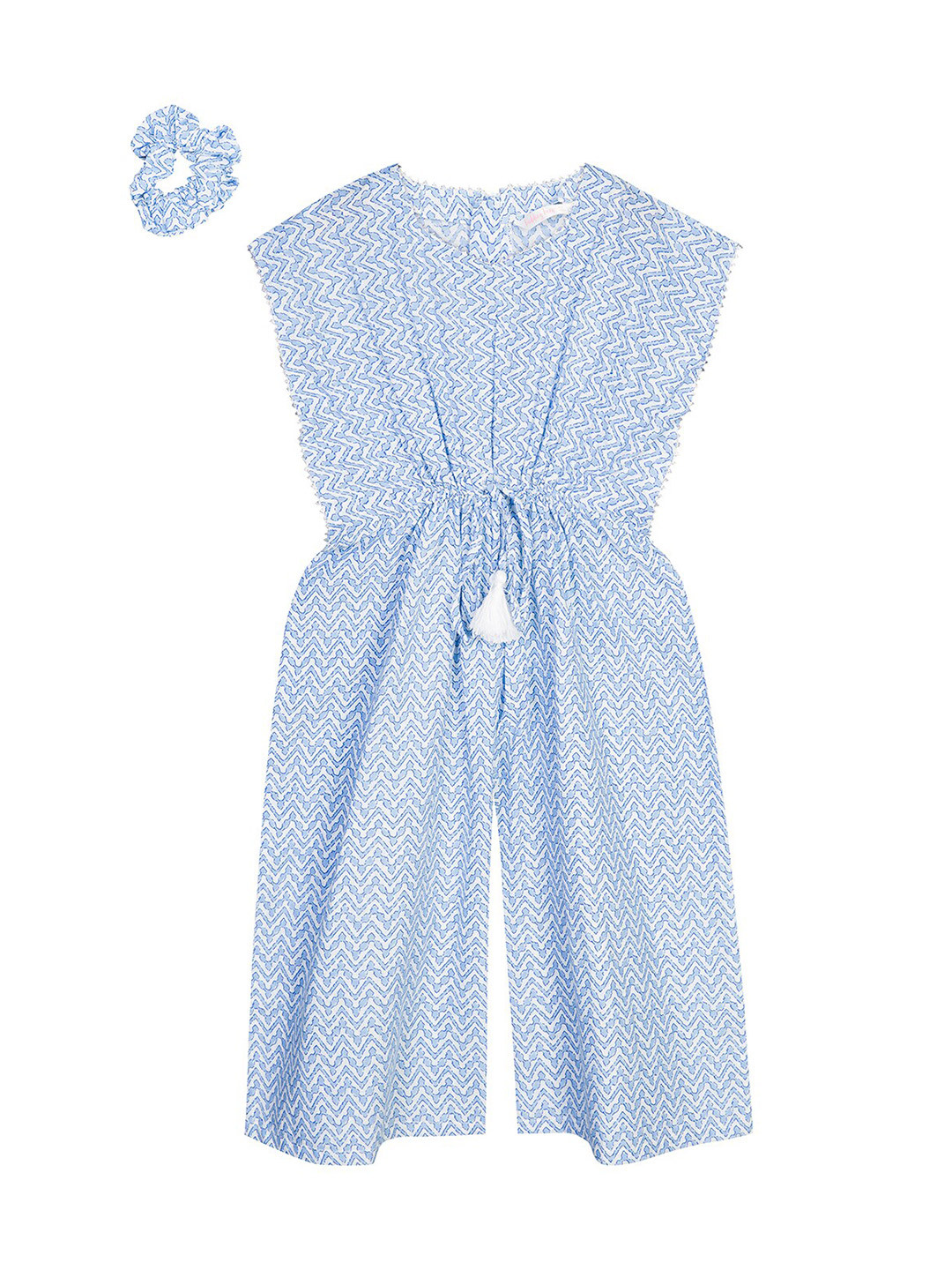 

Budding Bees Girls Blue & White Printed Basic Jumpsuit