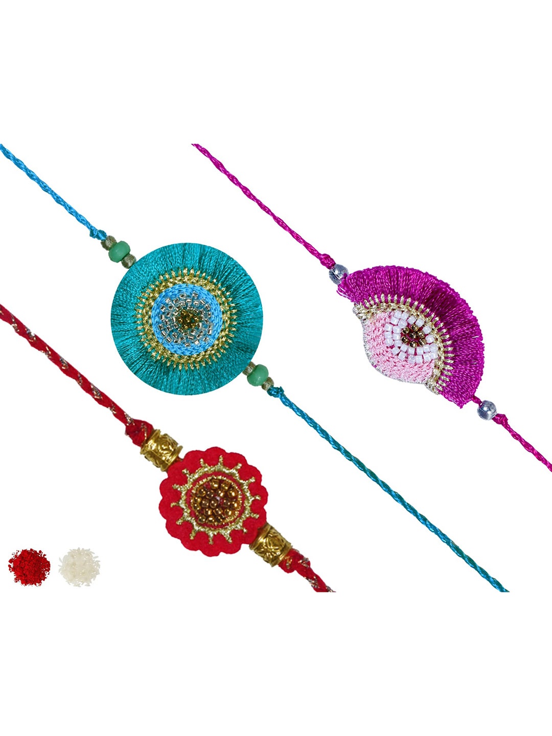 

MASQ Men Set Of 3 Fringes Embedded Rakhi, Purple