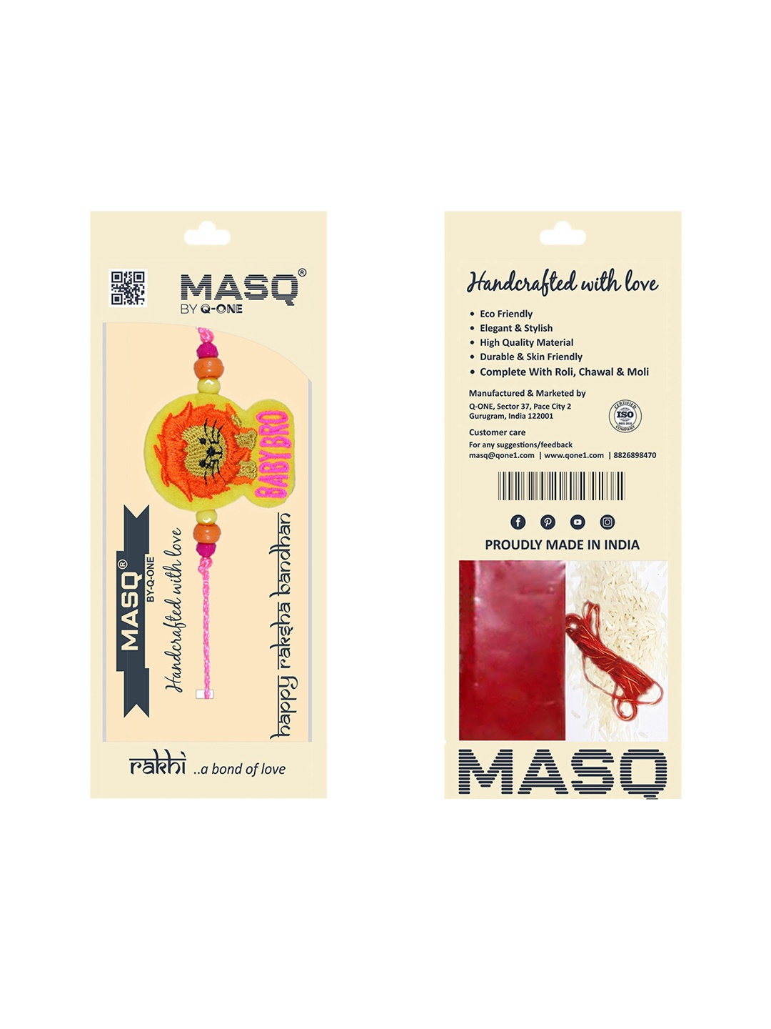 

MASQ Men Set Of 3 Yellow & Pink Rakhi