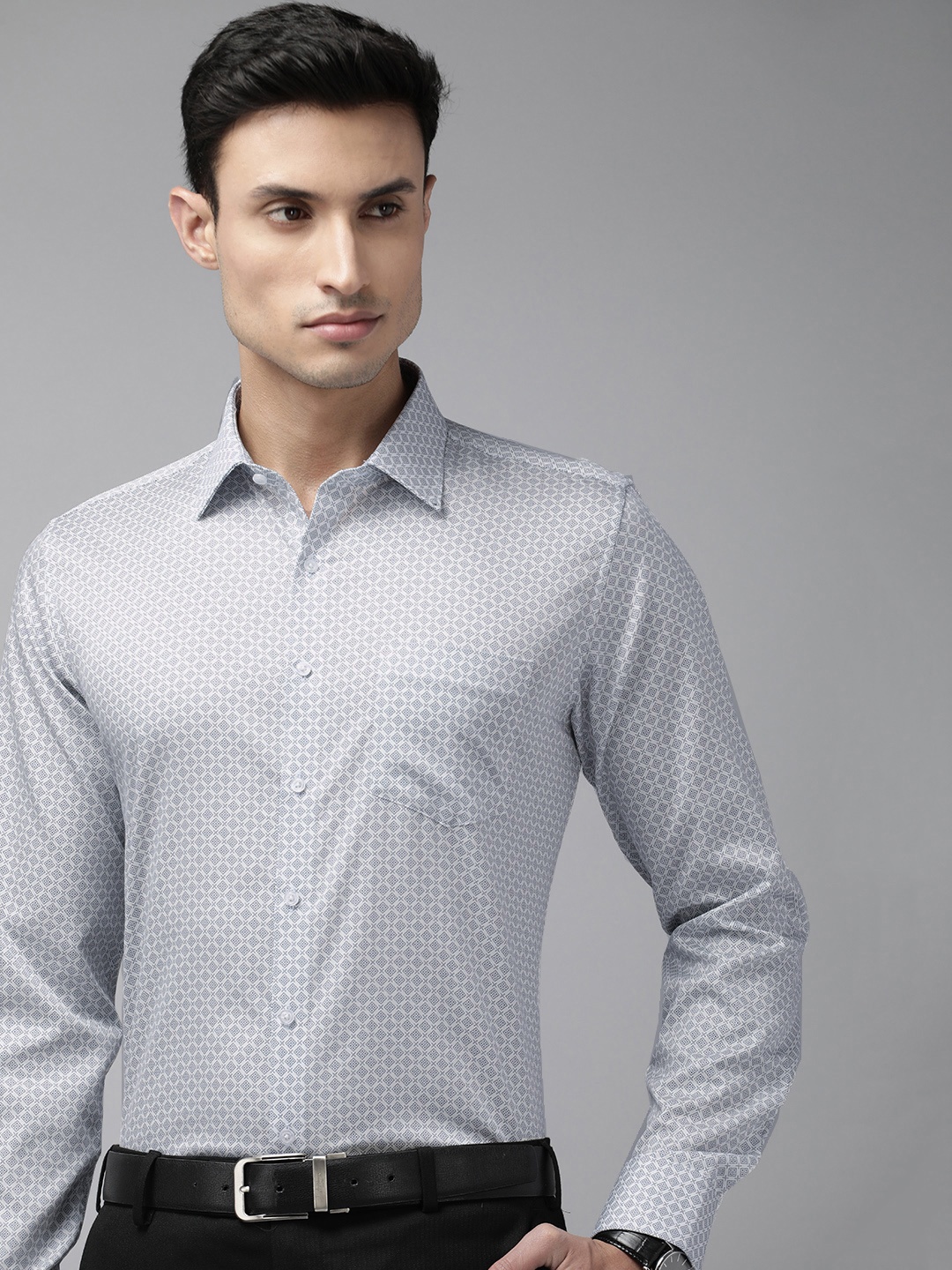 

Van Heusen Pure Cotton Slim Fit Printed Formal Shirt, White