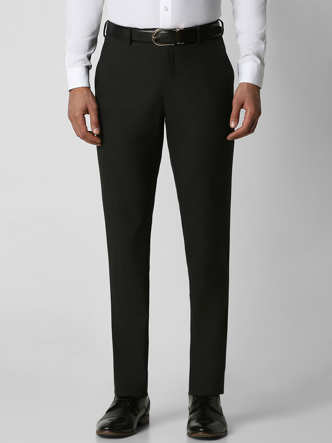 

Van Heusen Men Black Textured Slim Fit Trousers
