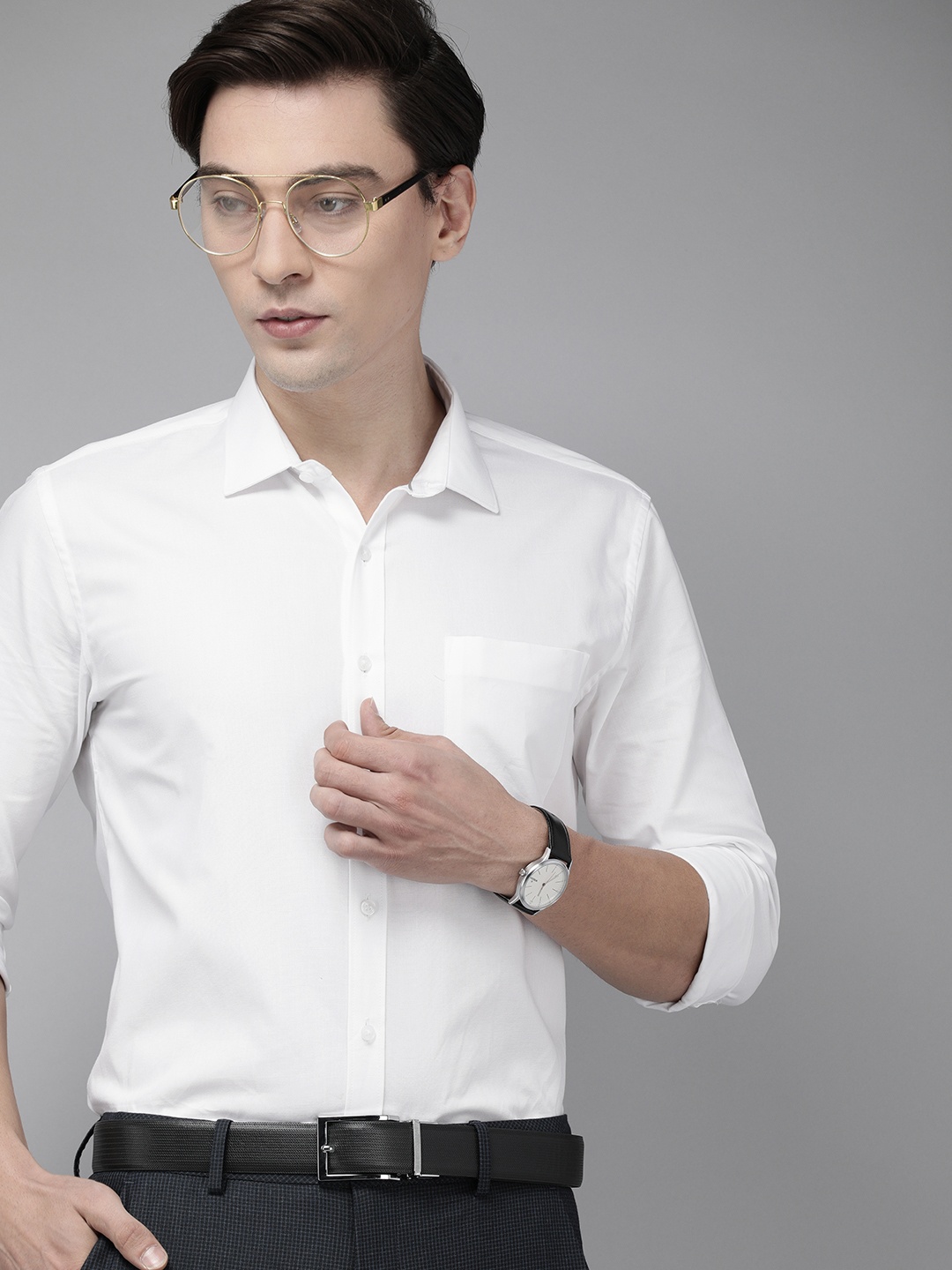 

Van Heusen Men White Textured Slim Fit Pure Cotton Casual Shirt
