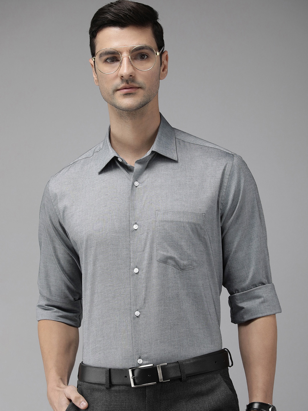 

Van Heusen Men Grey Custom Fit Pure Cotton Formal Shirt